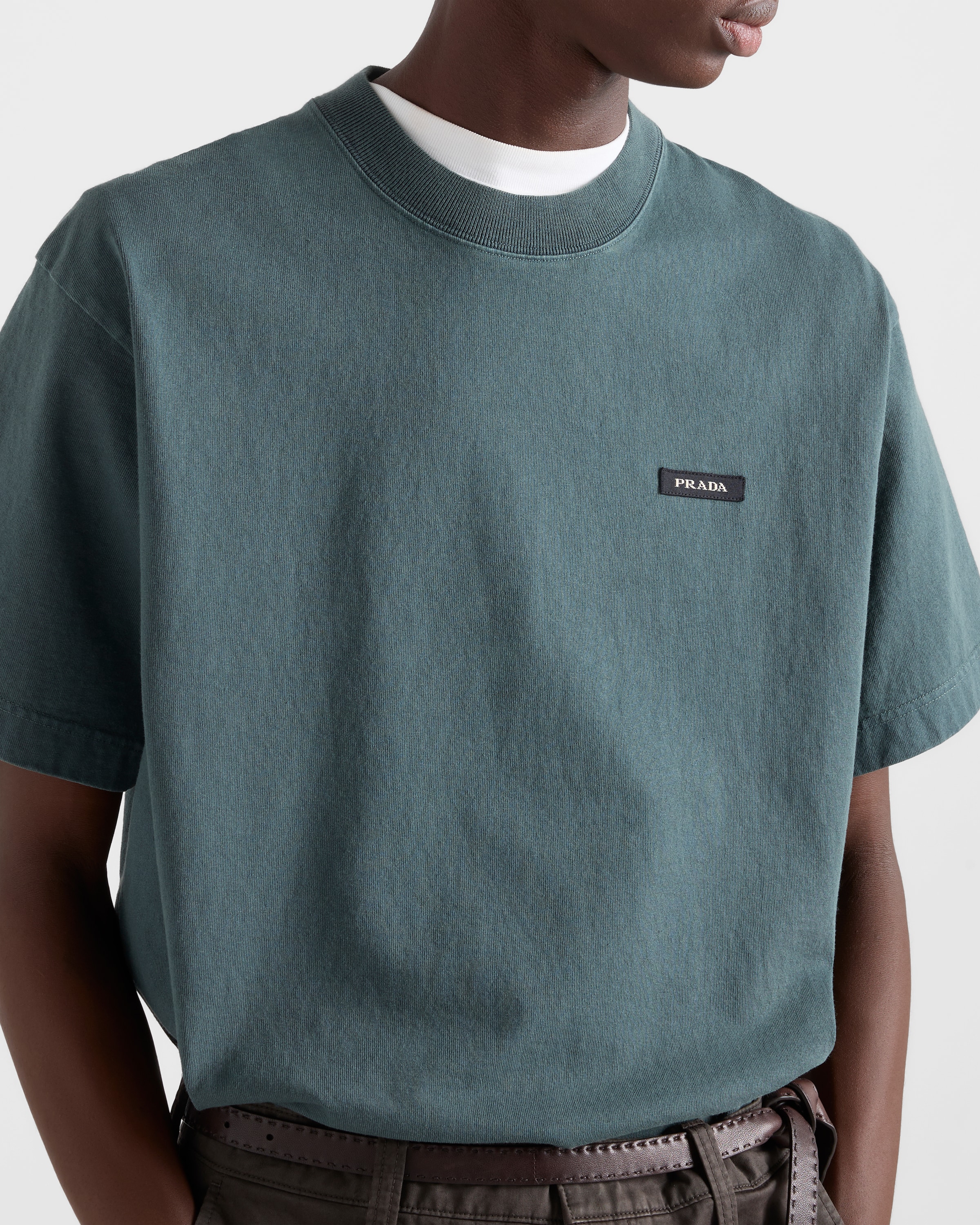 Dark Teal Cotton T-shirt | PRADA - Canada