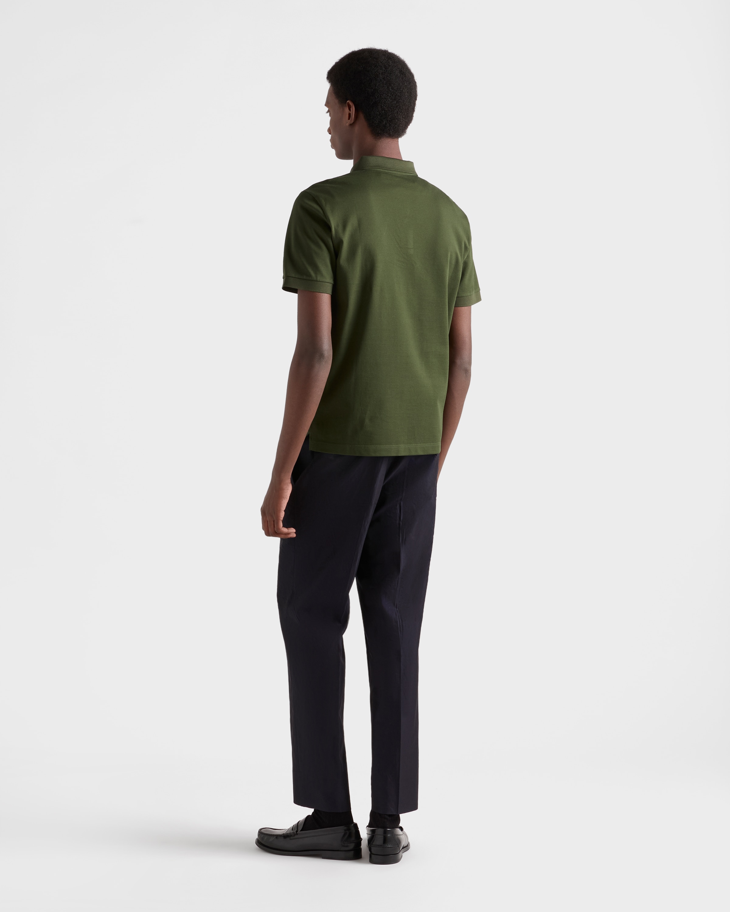 Forest Green Piqué polo shirt | PRADA - United States