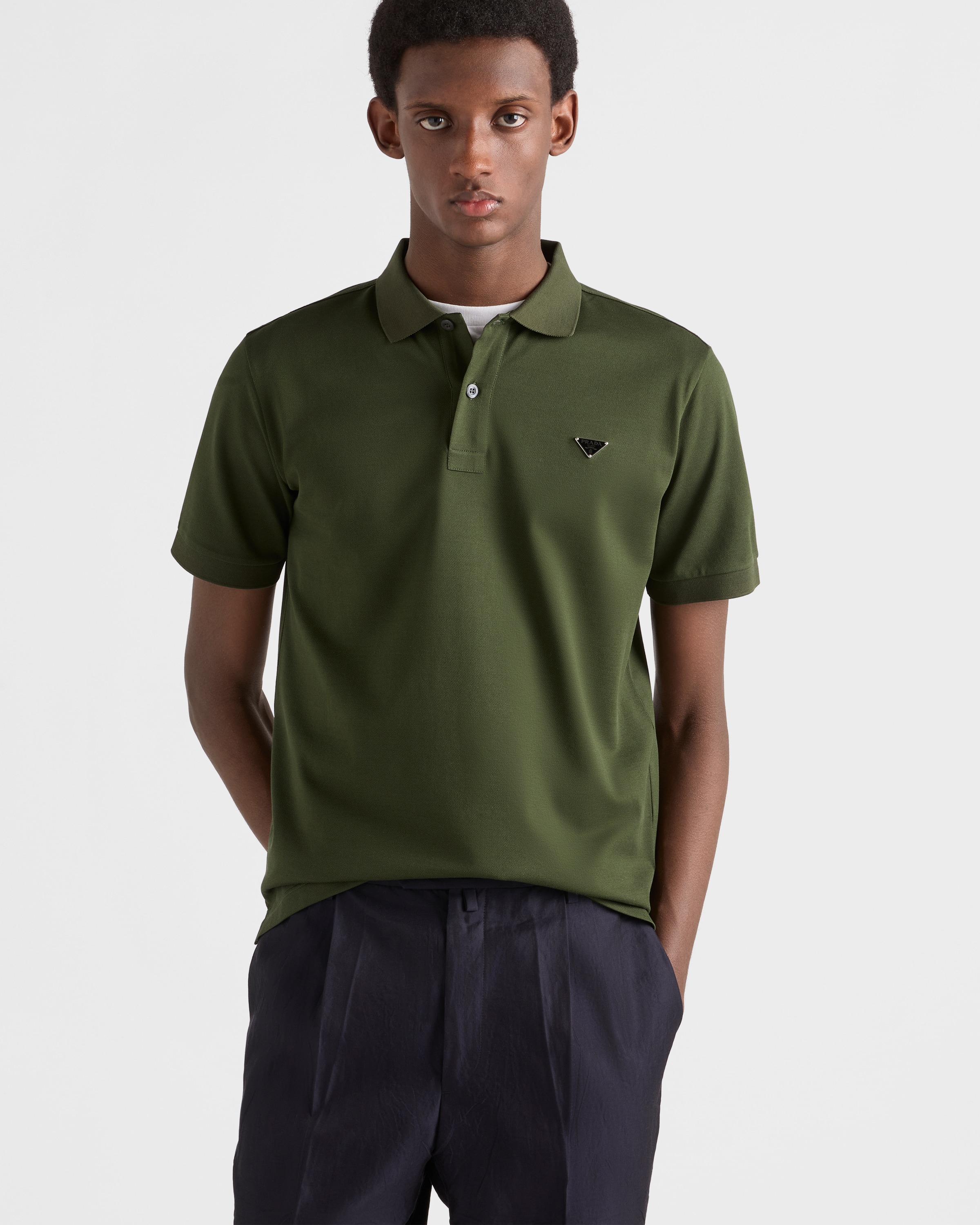 Military Green Piqué Polo Shirt | PRADA
