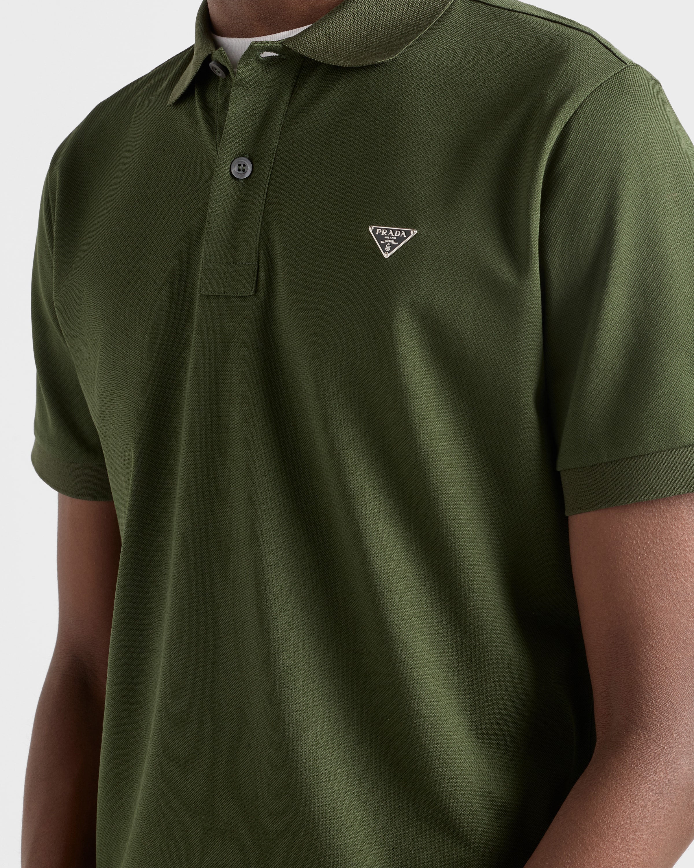 Military Green Piqué Polo Shirt | PRADA