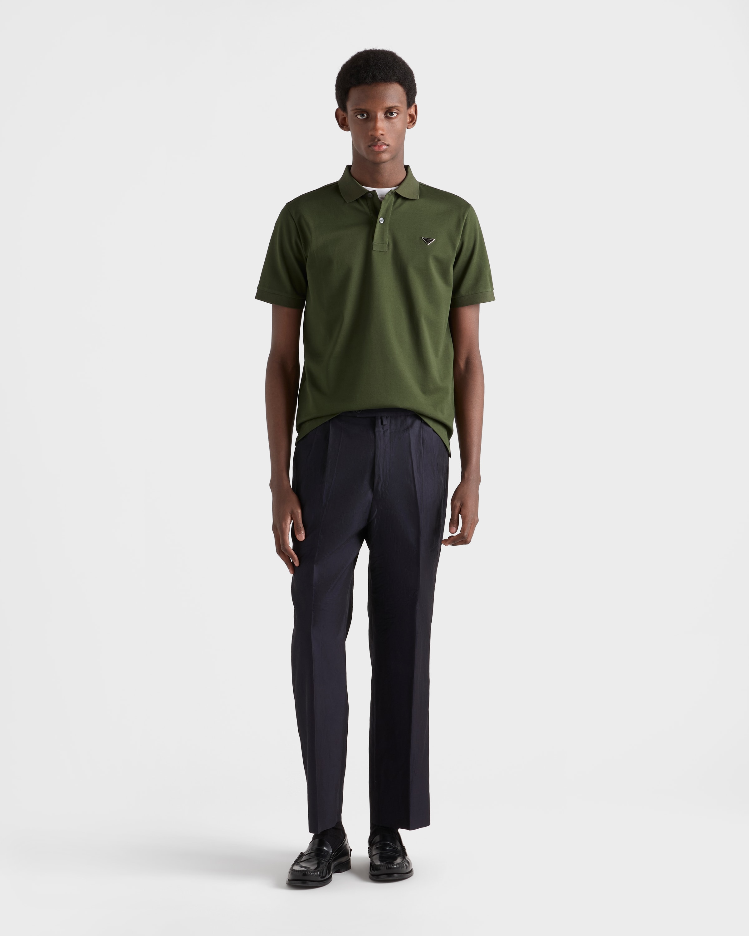 Forest Green Piqué polo shirt | PRADA - United States