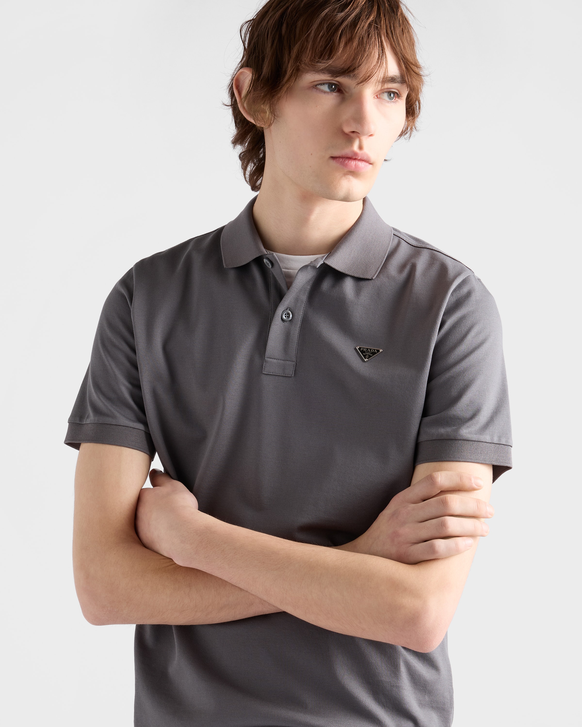 スチールグレー ピケ ポロシャツ | PRADA