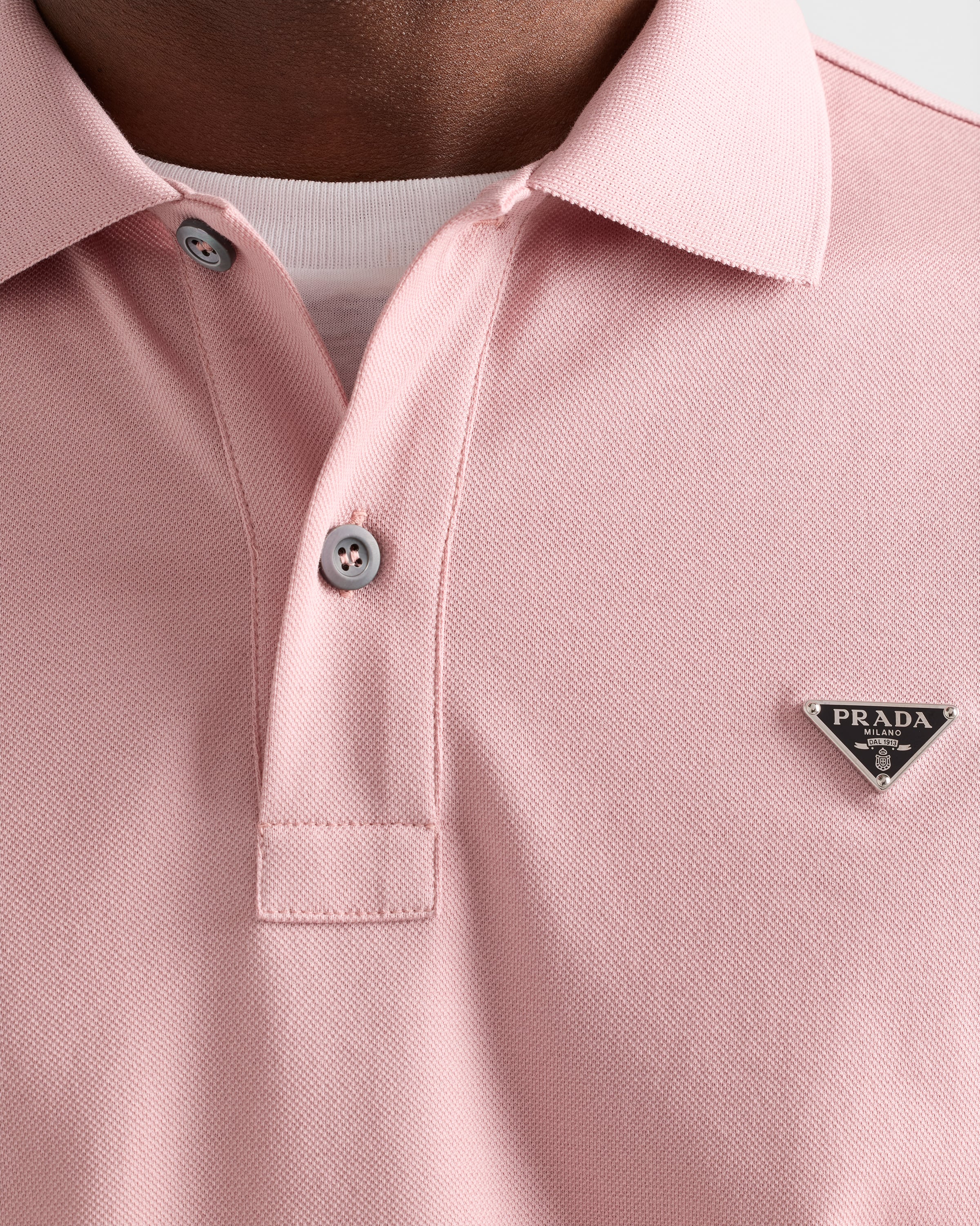 Alabaster Pink Piqué polo shirt | PRADA - Netherlands