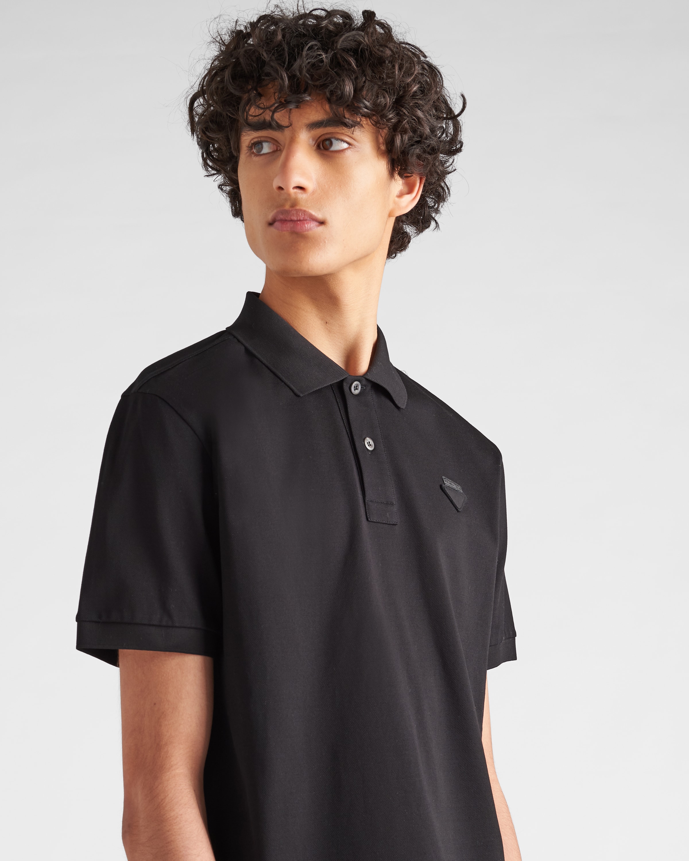 Black Piqué polo shirt | Prada