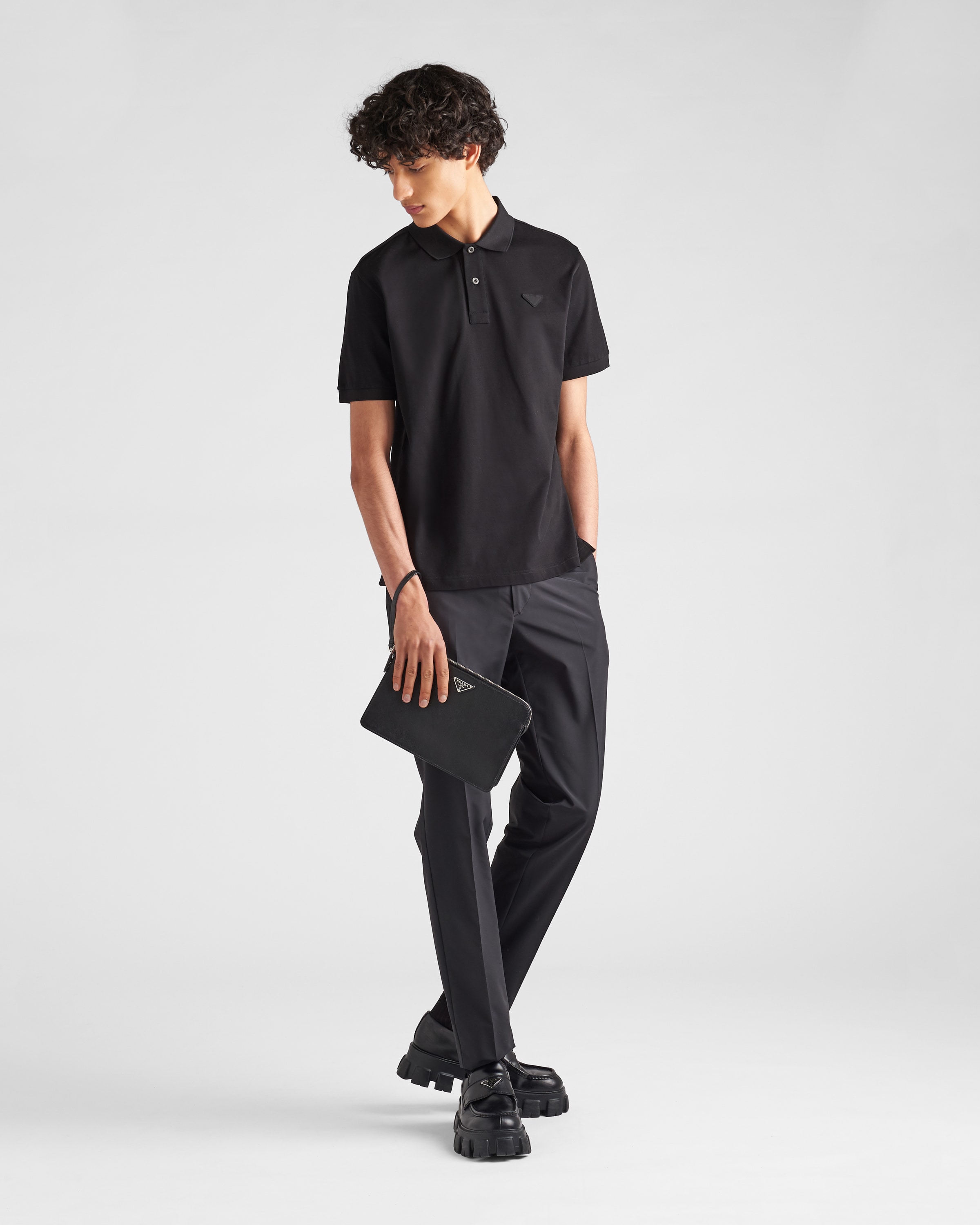 Prada pique polo shirt outlet
