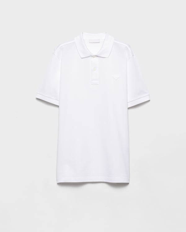 ホワイト 半袖 コットン ポロシャツ | PRADA