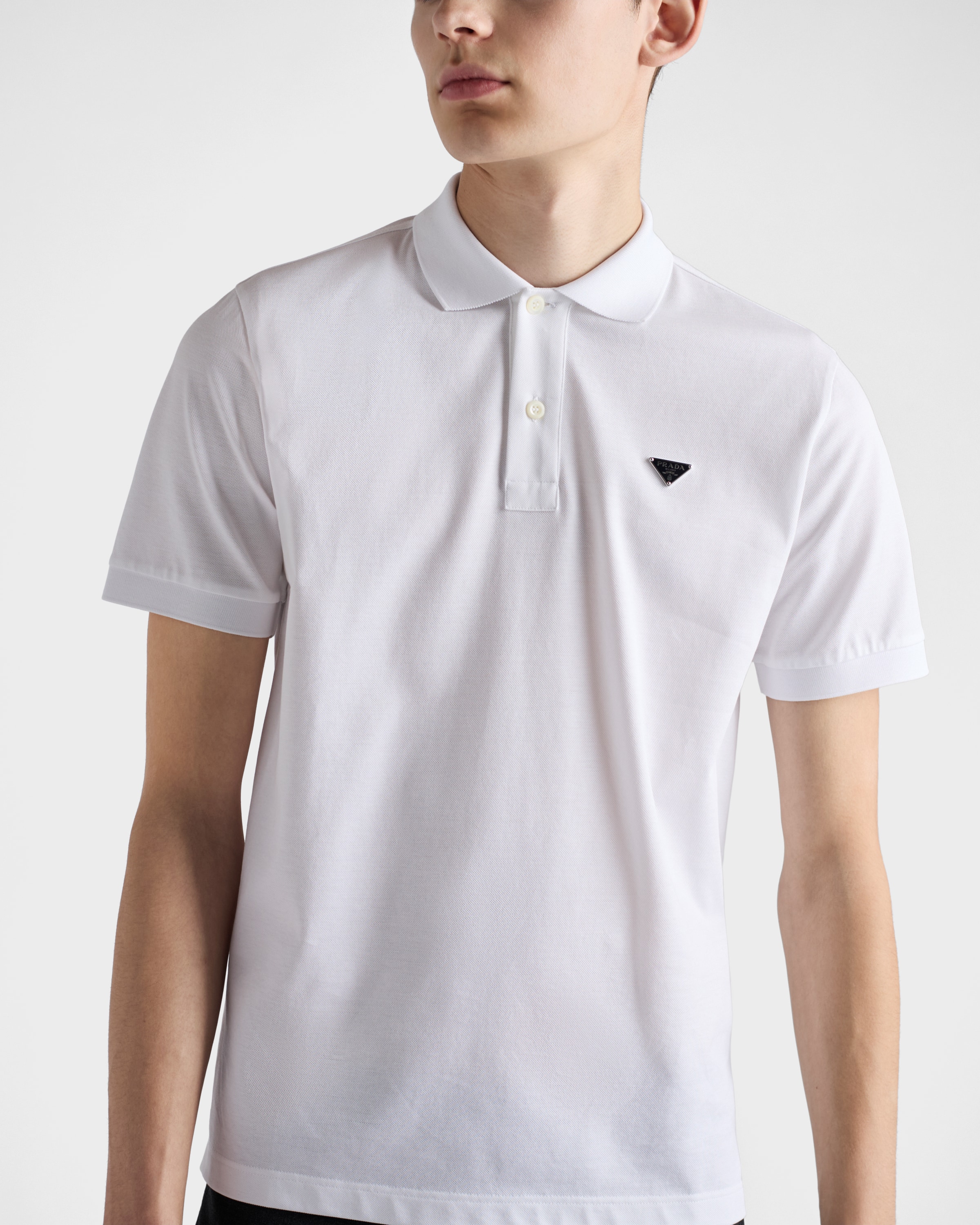 White Piqué polo shirt | PRADA