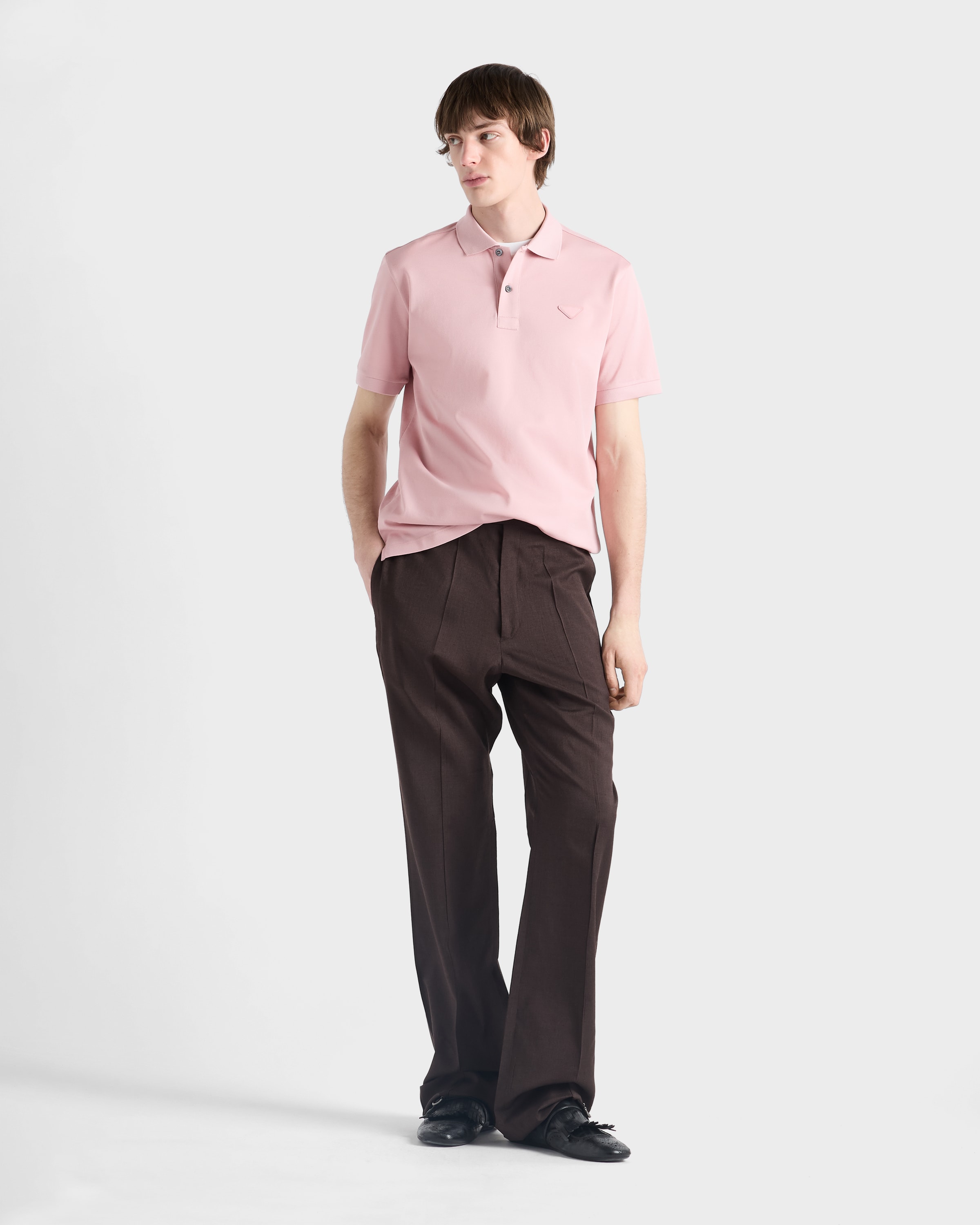 Tシャツ・カットソー PRADA Powder Blue Silk Blend Polo Shirt Navy Cotton polo shirt | PRADA