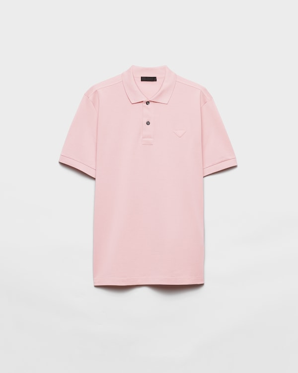 Prada Metal Logo Stretch Cotton Polo Shirt Black | eBay