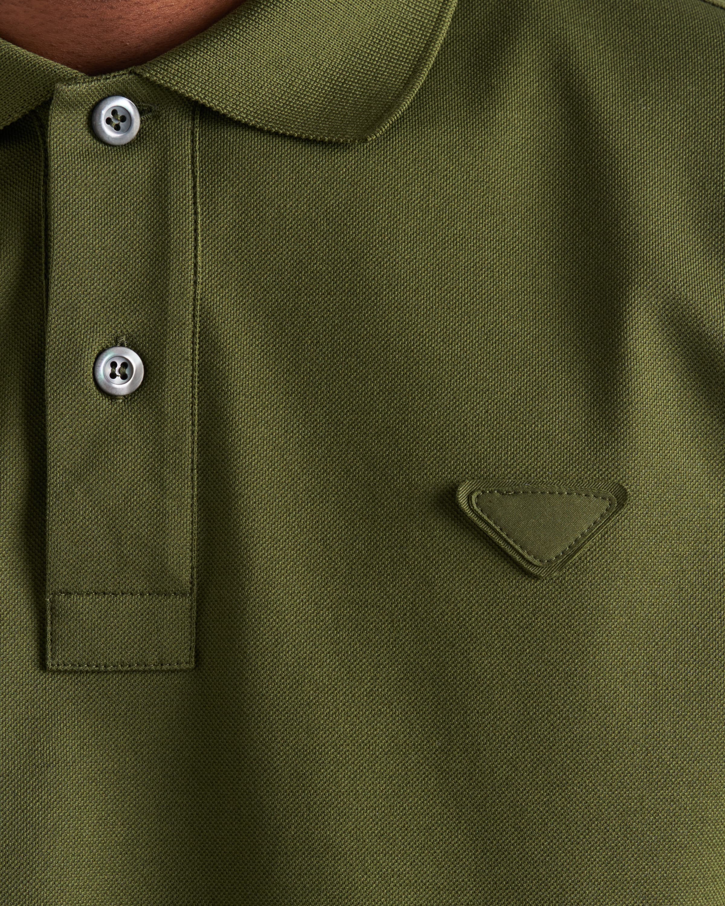 Shop Prada Piqué Polo Shirt In Military Green