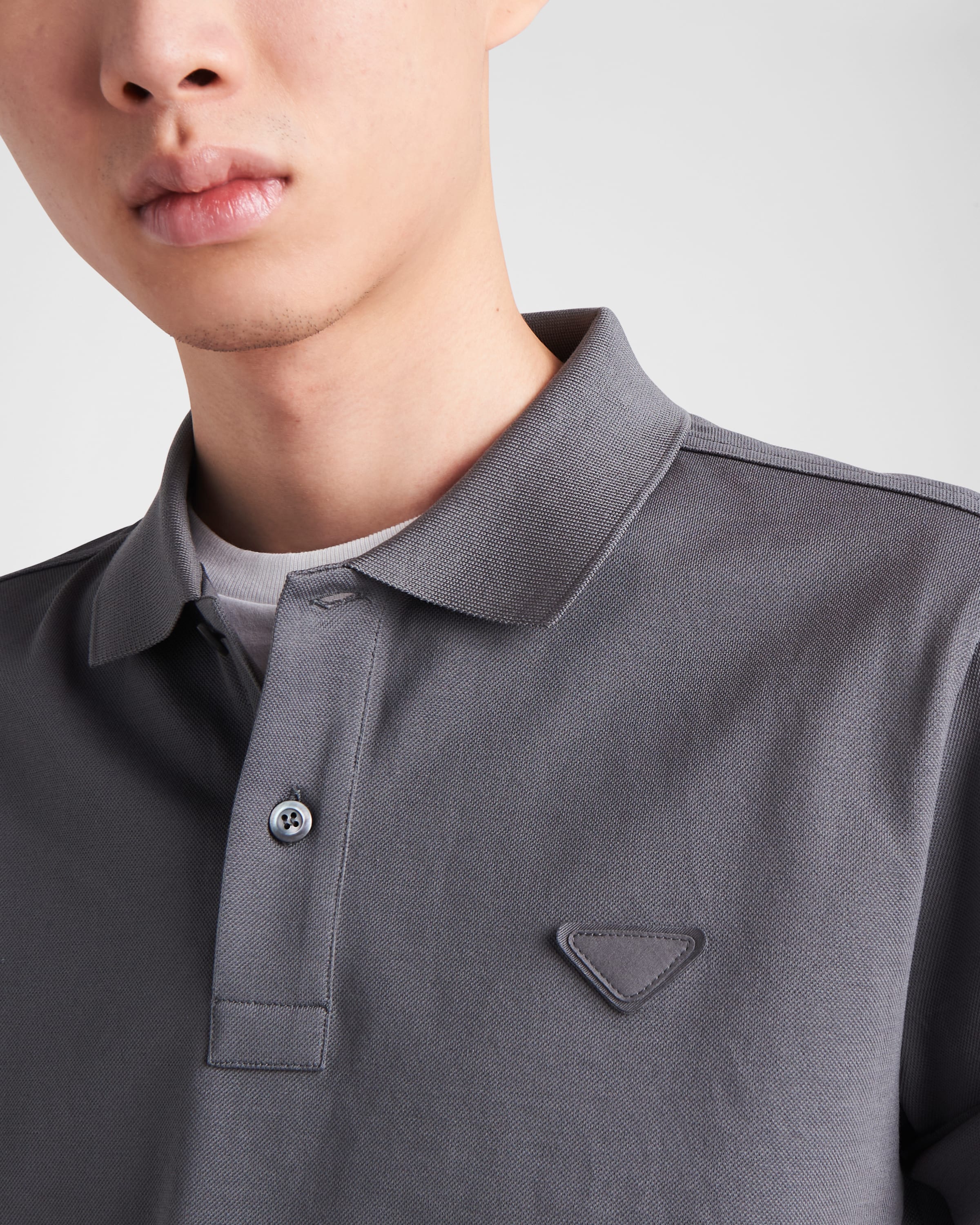 Iron Gray Piqué polo shirt | PRADA