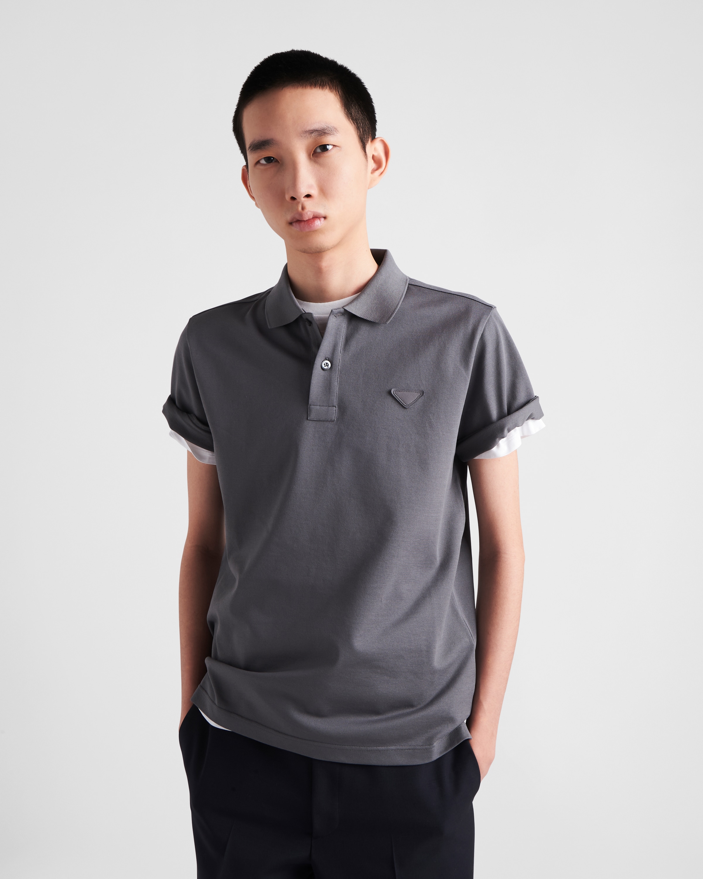 Iron Gray Piqué polo shirt | PRADA Iron Gray Piqué polo shirt | PRADA