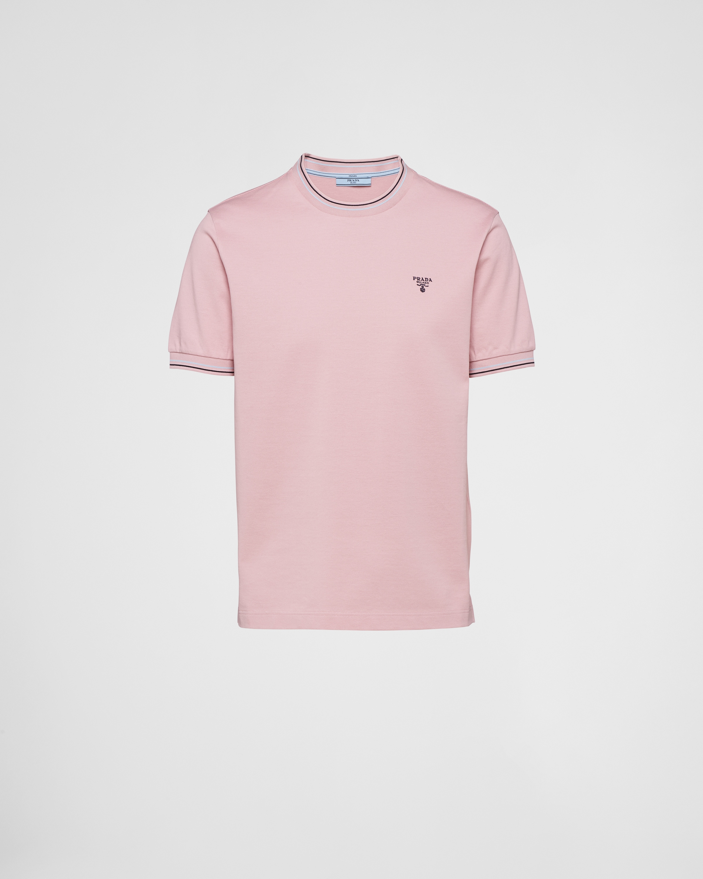 Alabaster Pink Cotton Piqué T-shirt | PRADA