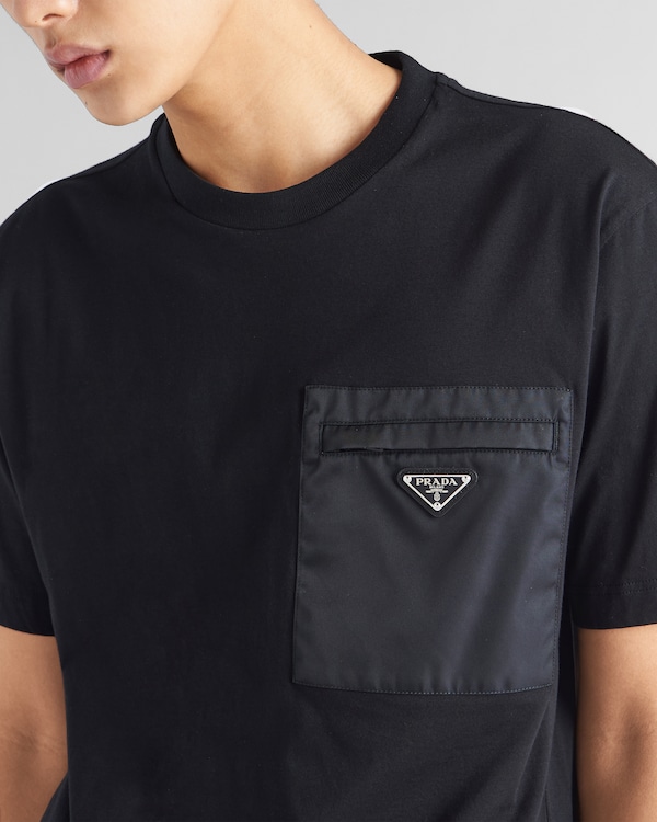 Re-Nylon and jersey T-shirt - Black Re-Nylon and jersey T-shirt - Black