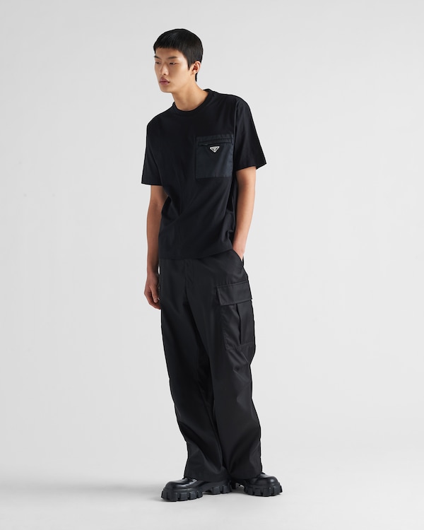 Re-Nylon and jersey T-shirt - Black Re-Nylon and jersey T-shirt - Black