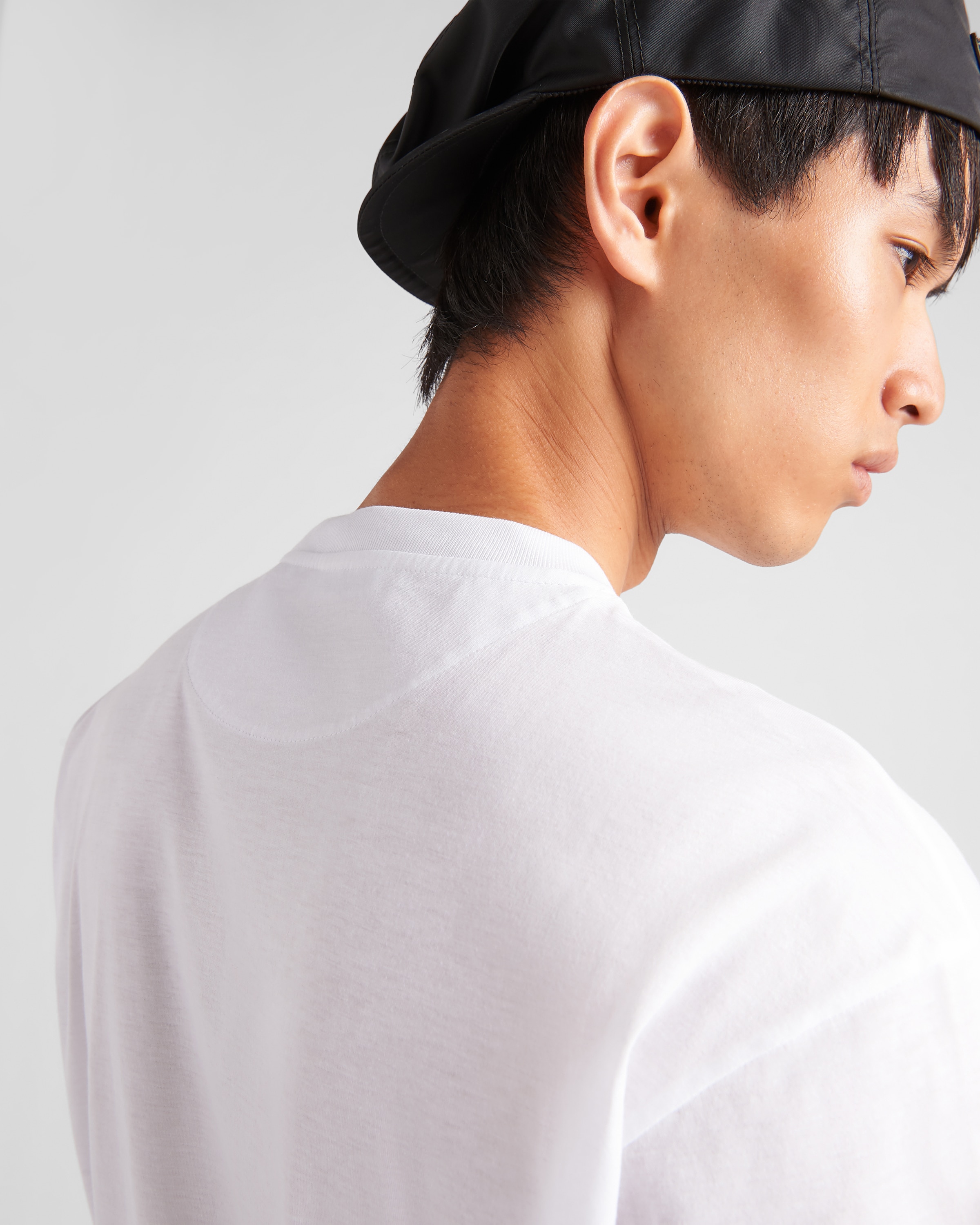 White Re-Nylon and jersey T-shirt | PRADA - Japan