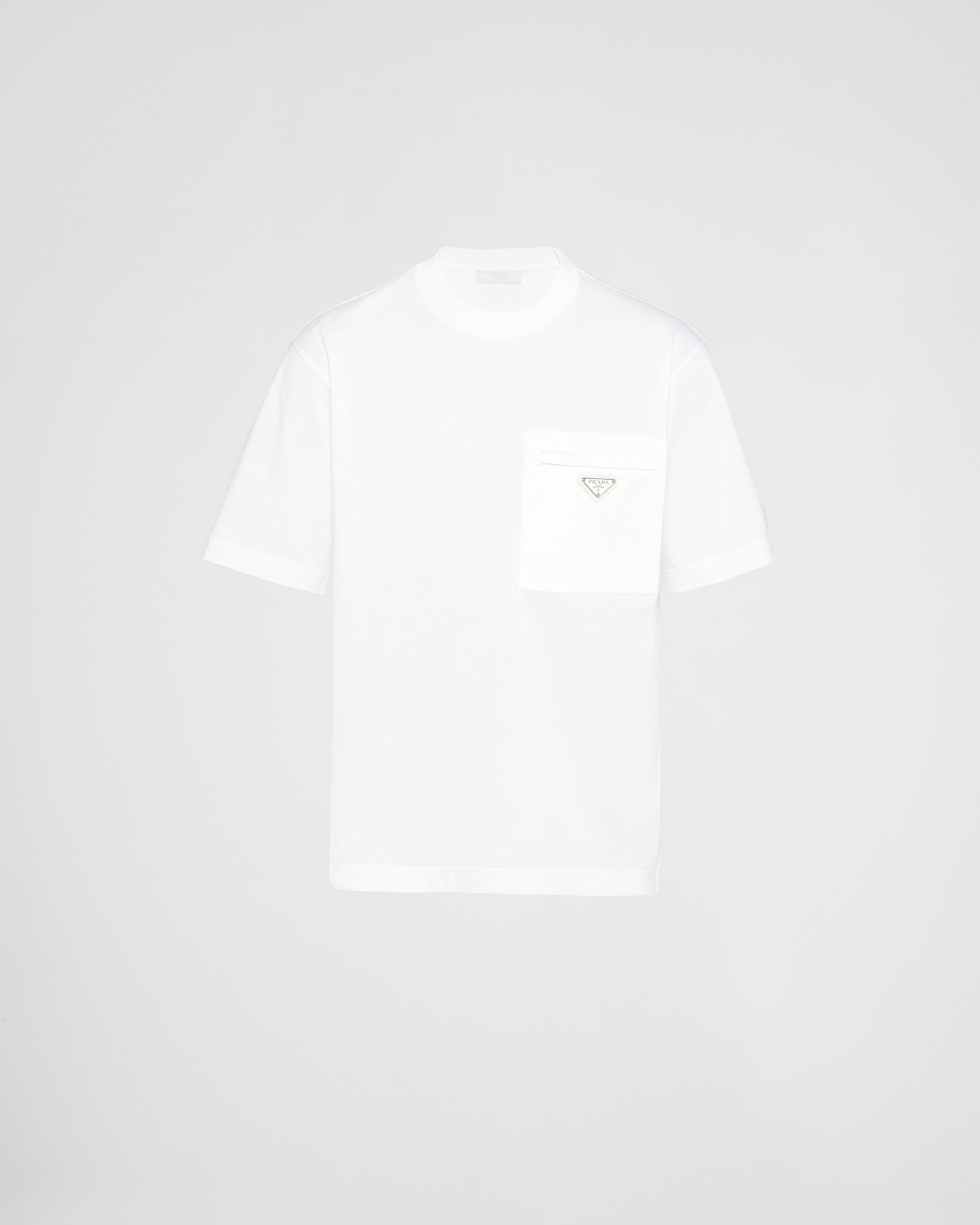 White Re-nylon And Jersey T-shirt | PRADA - United States