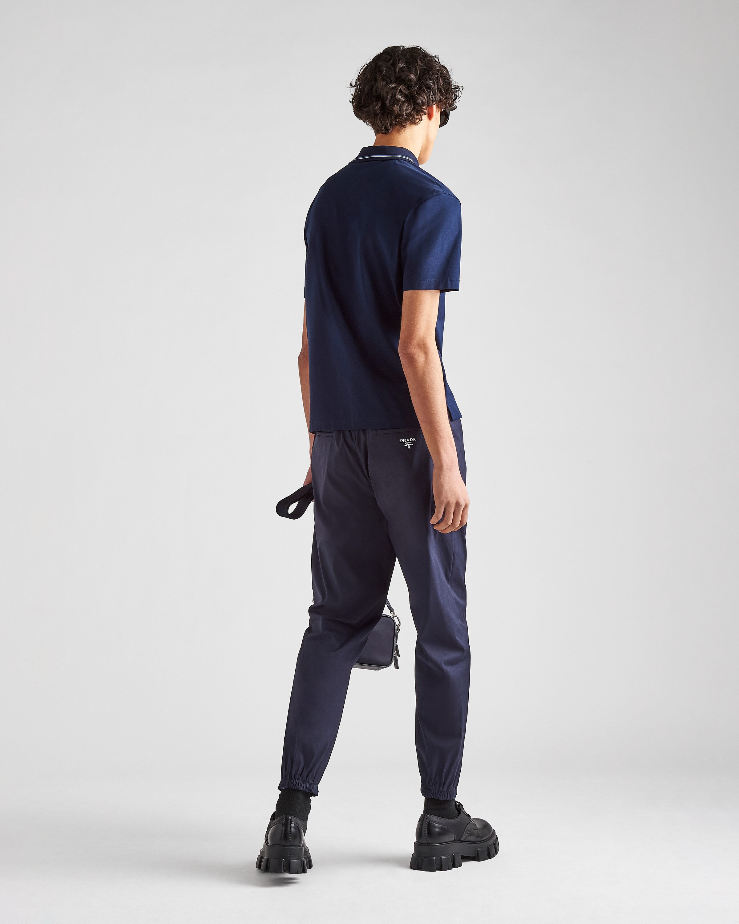 Navy Technical Cotton Polo Shirt PRADA