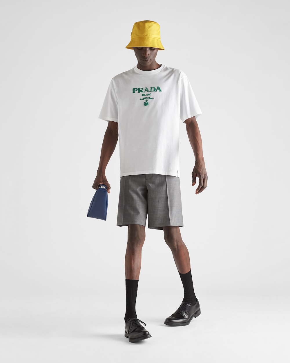 White/emerald Green Cotton T-shirt | Prada