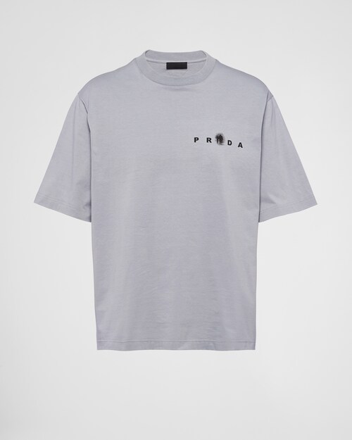 Steel Gray Printed cotton T-shirt | Prada