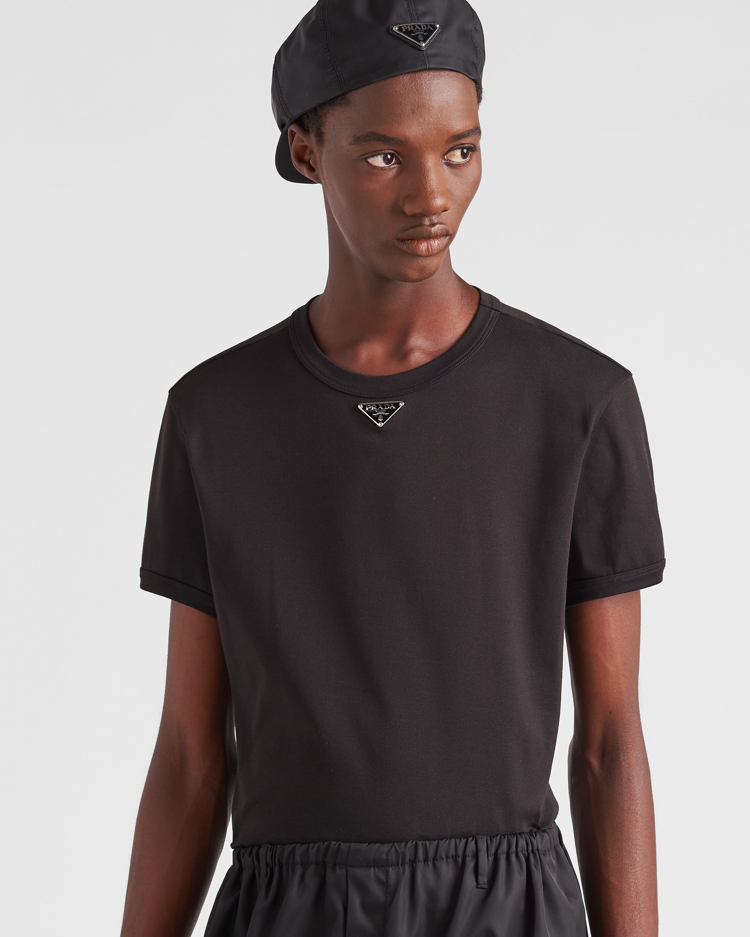 Black Cotton T-shirt | Prada