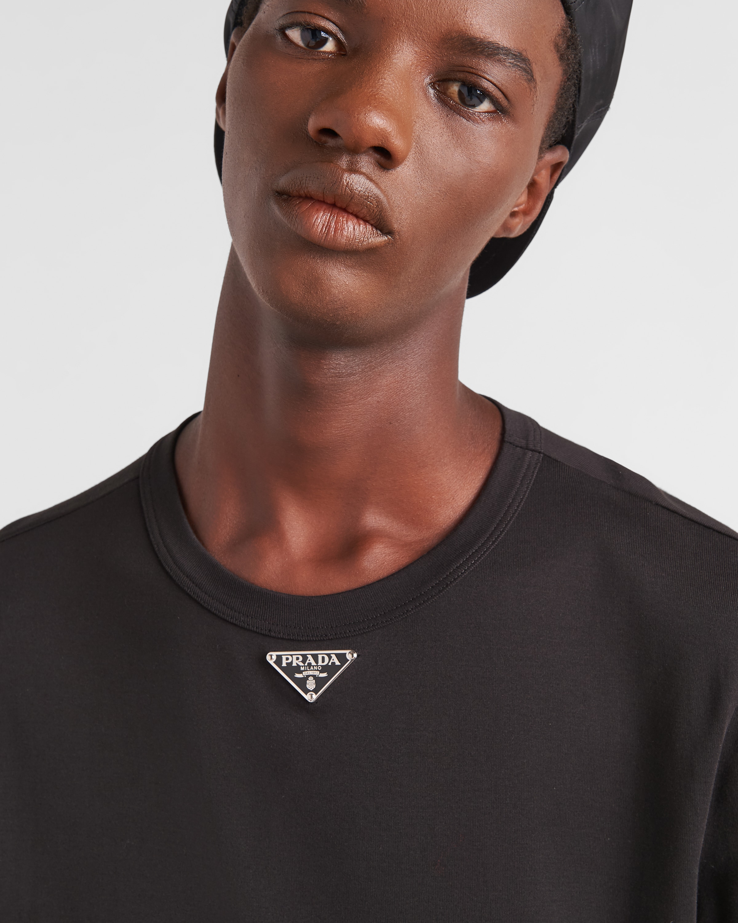 Black Cotton T-shirt | Prada