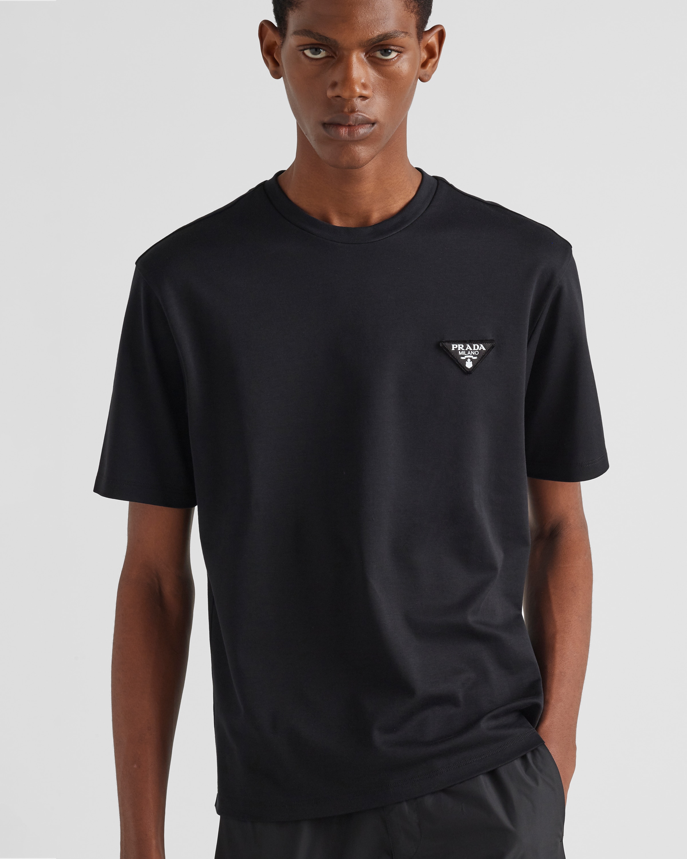 Black Cotton T shirt PRADA