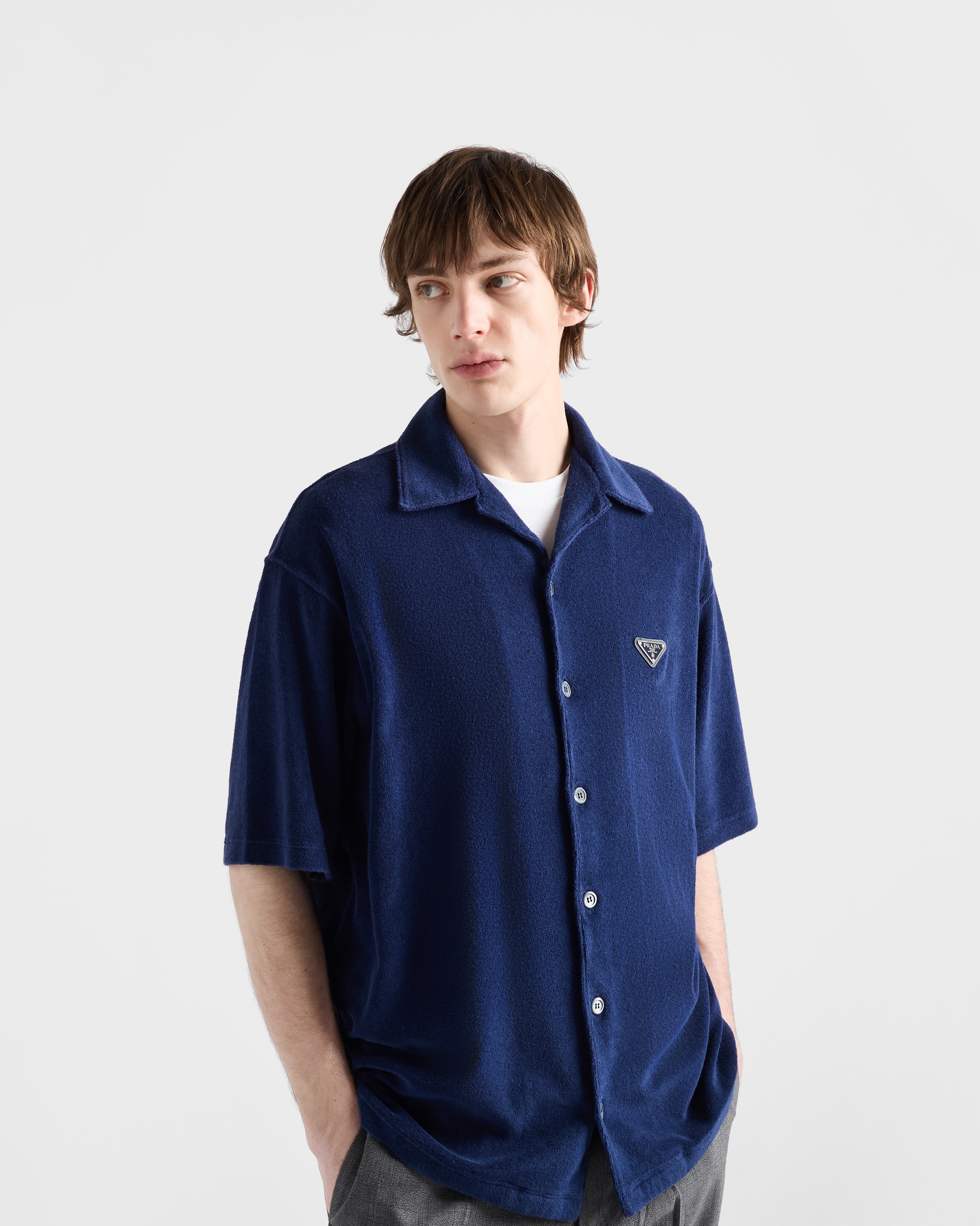 【関税&送料込】Prada Blue Terry Fabric Shirt Terry Cloth Shirt - Prada - Men | WE IN STYLE
