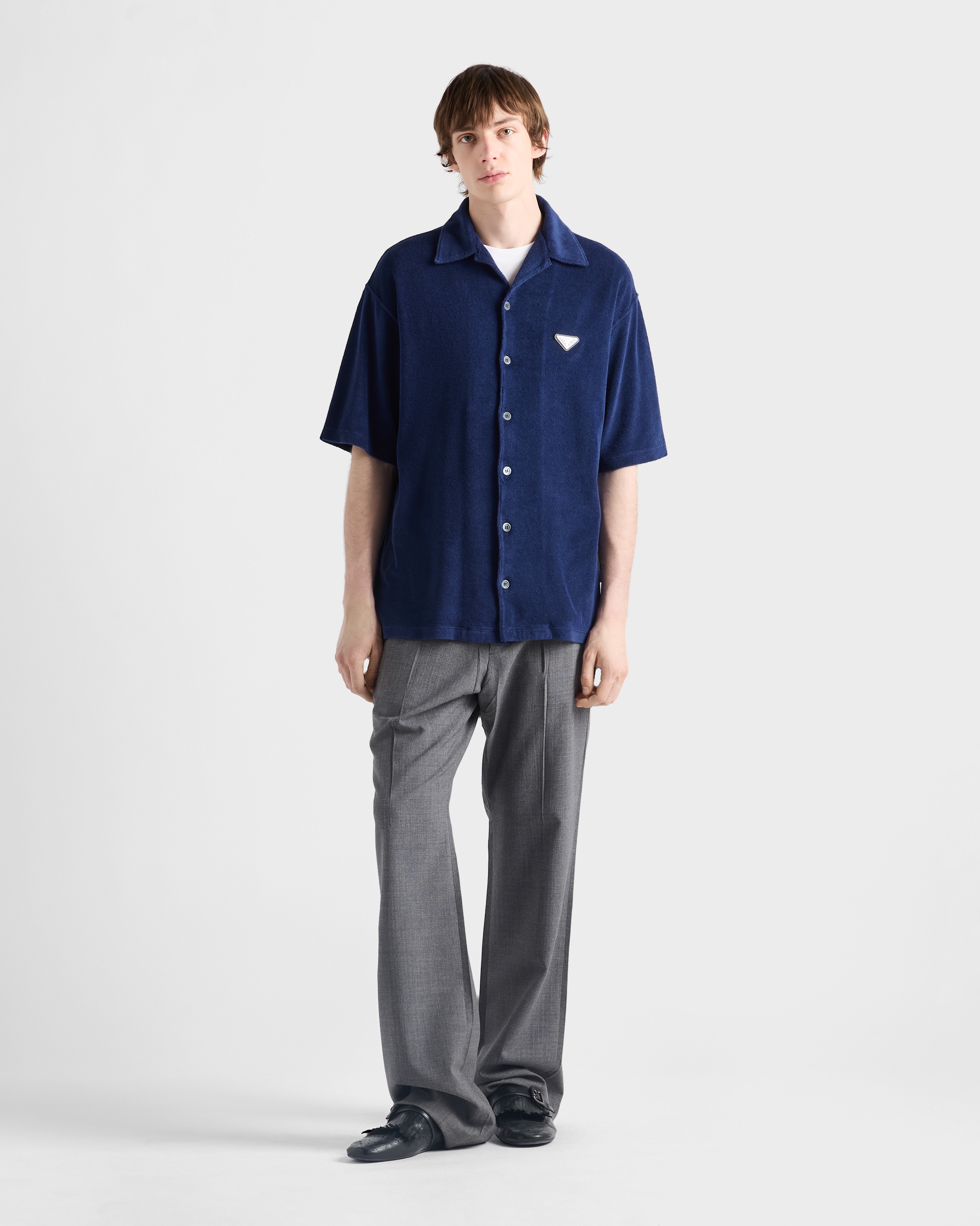 Navy Short-sleeved Terry Shirt | PRADA