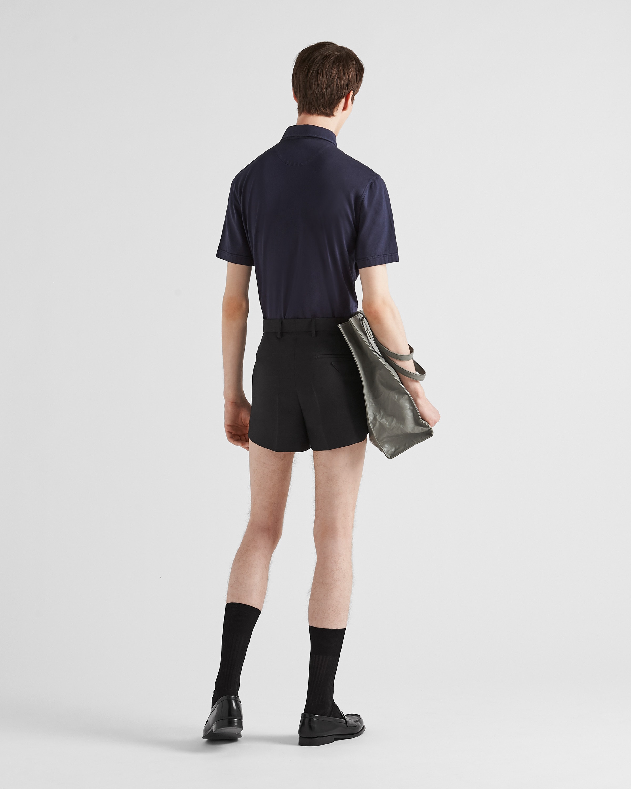 Navy Short sleeved Cotton Polo Shirt PRADA