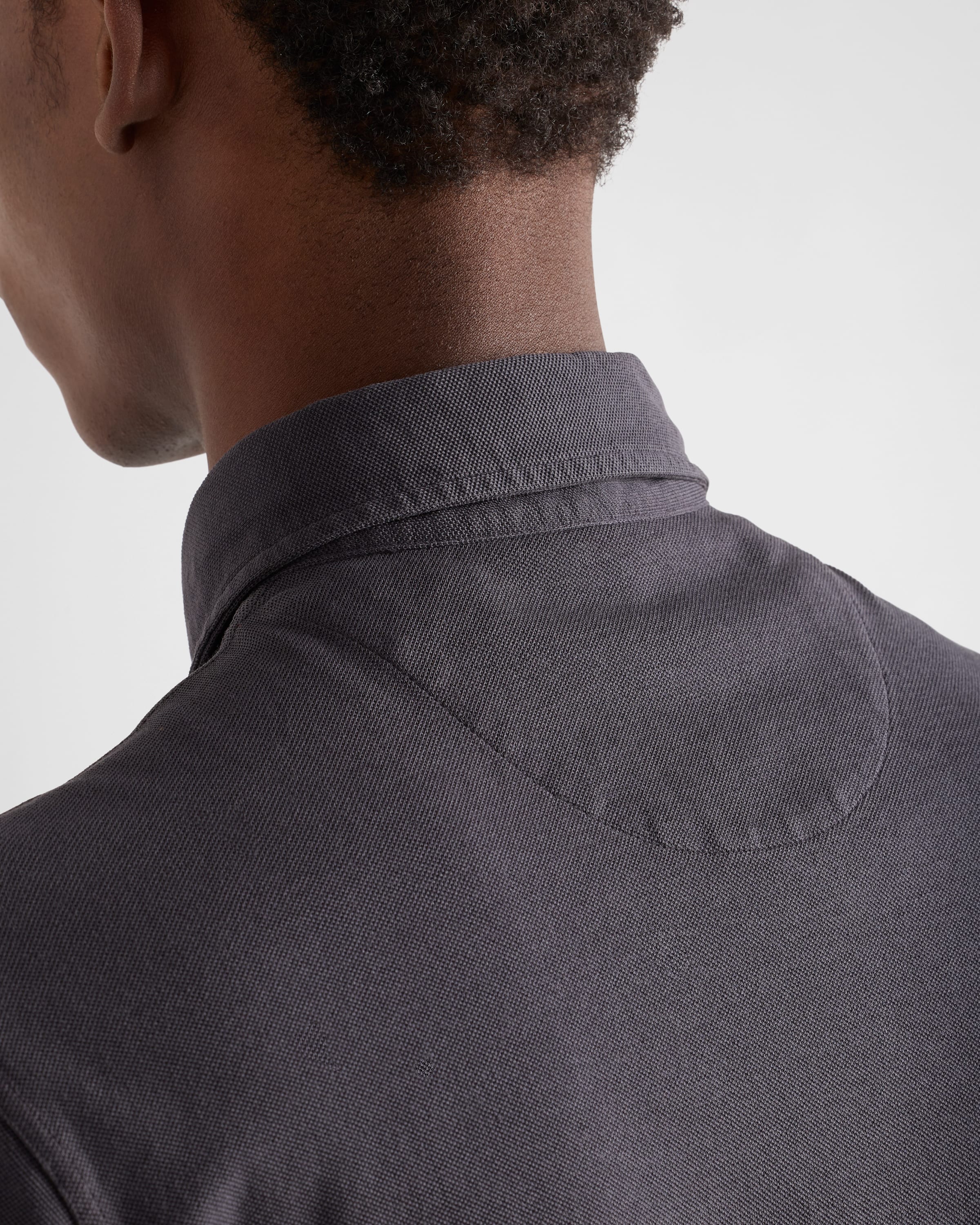 Asphalt Gray Short-sleeved piqué polo shirt | PRADA