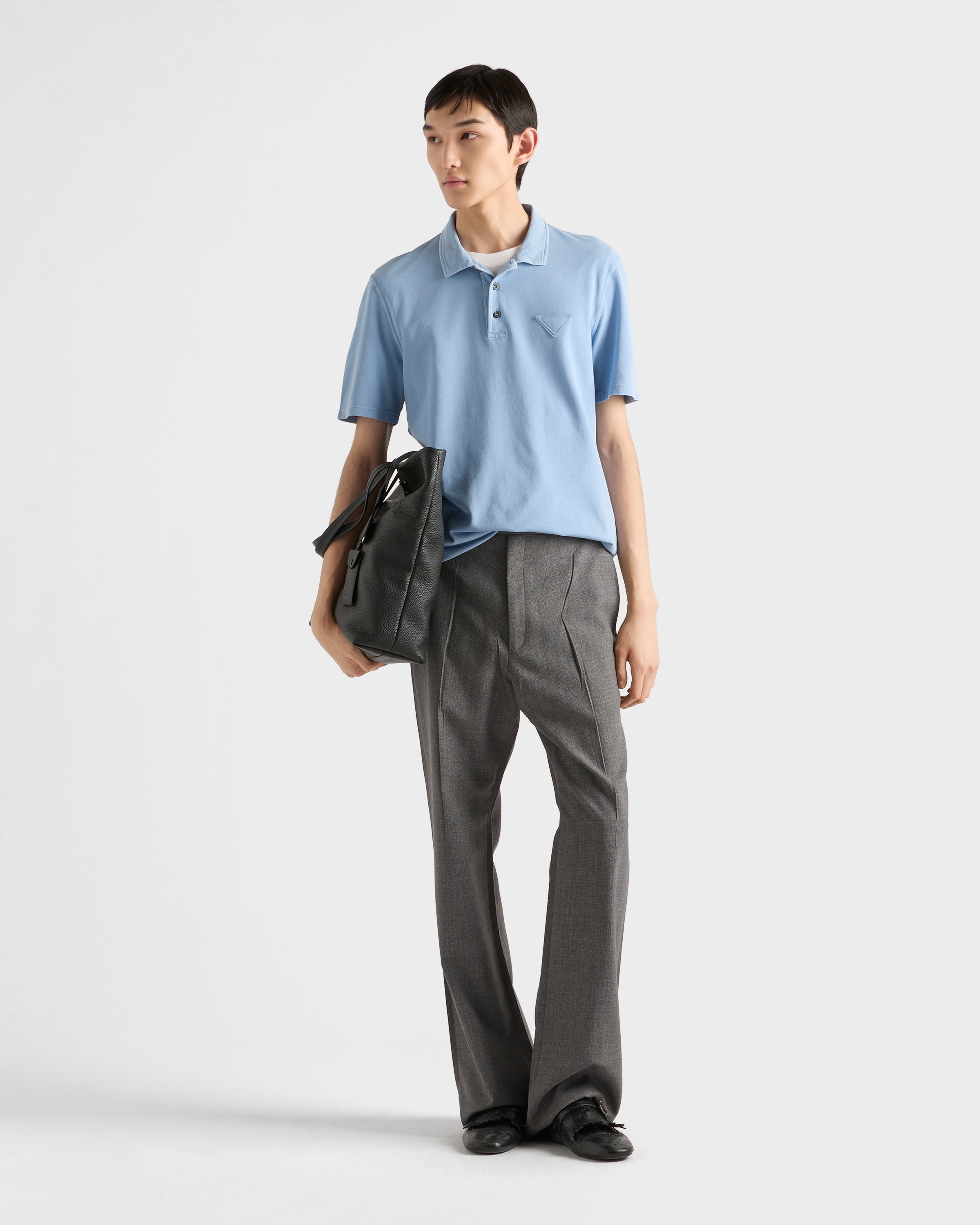 Tシャツ・カットソー PRADA Powder Blue Silk Blend Polo Shirt Men's Prada T-shirts | Lyst Canada