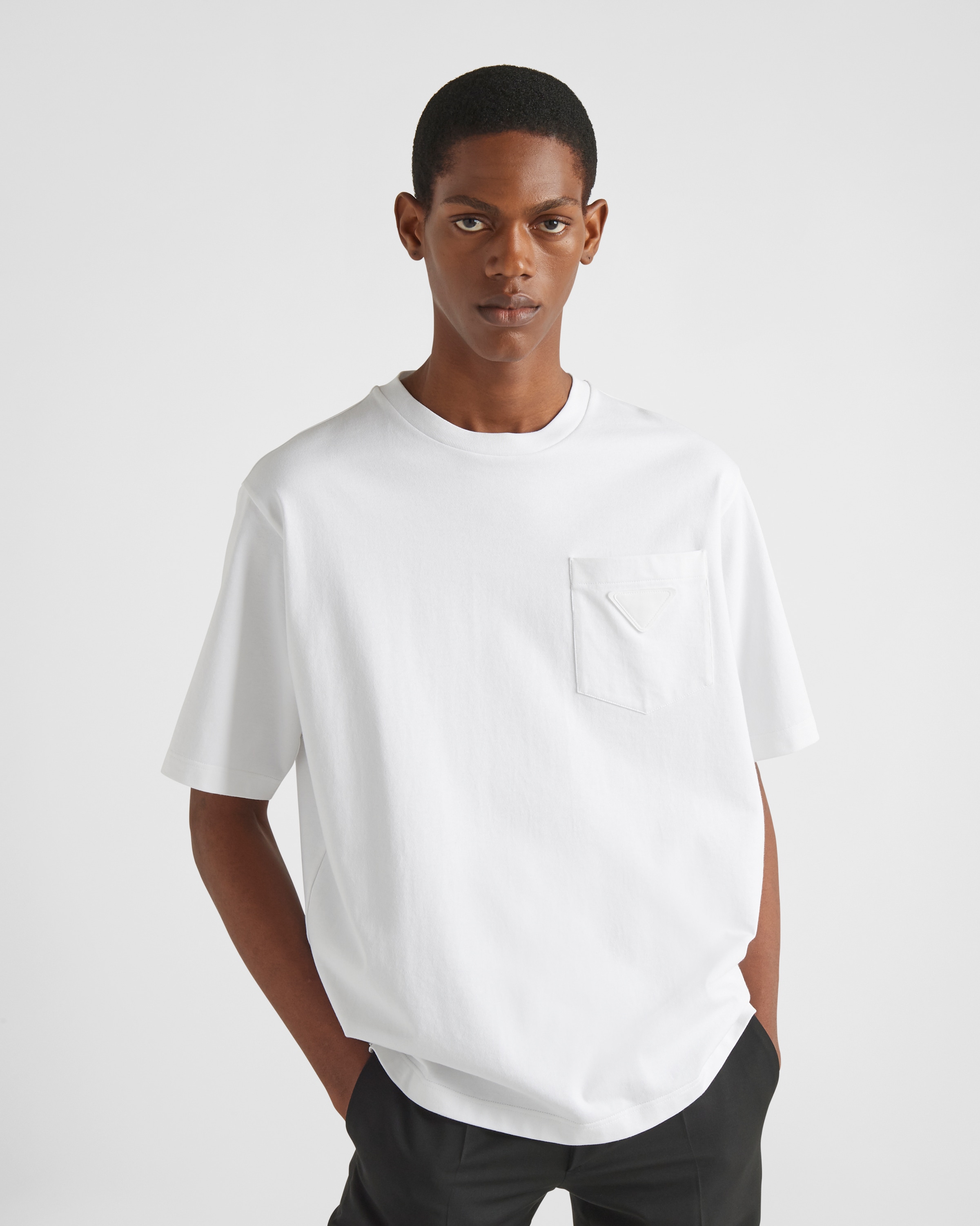 Weiss Oversize t shirt Aus Baumwolle PRADA