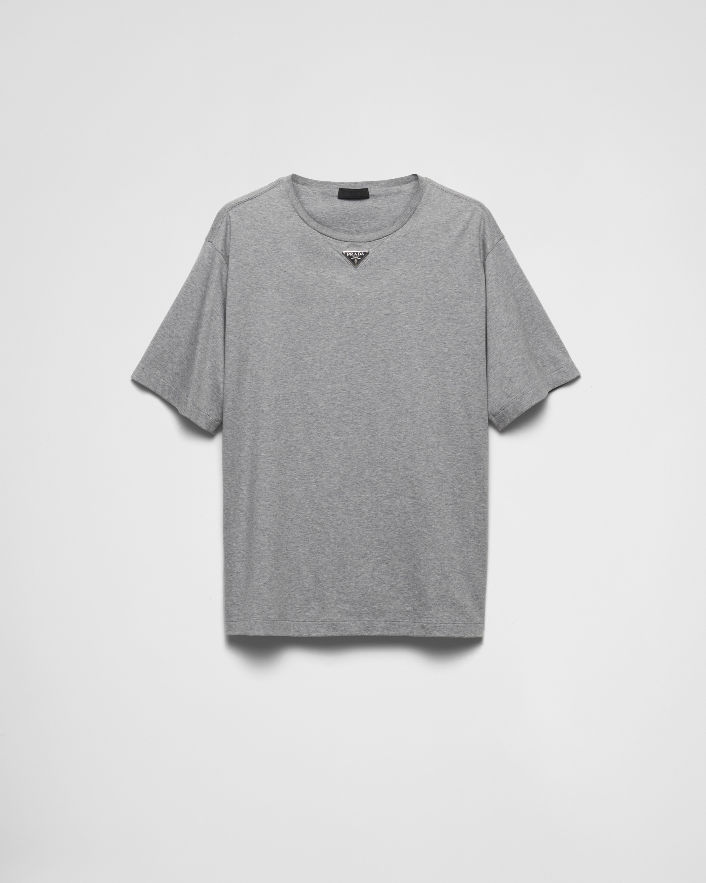 Prada Cotton T-shirt In Gray