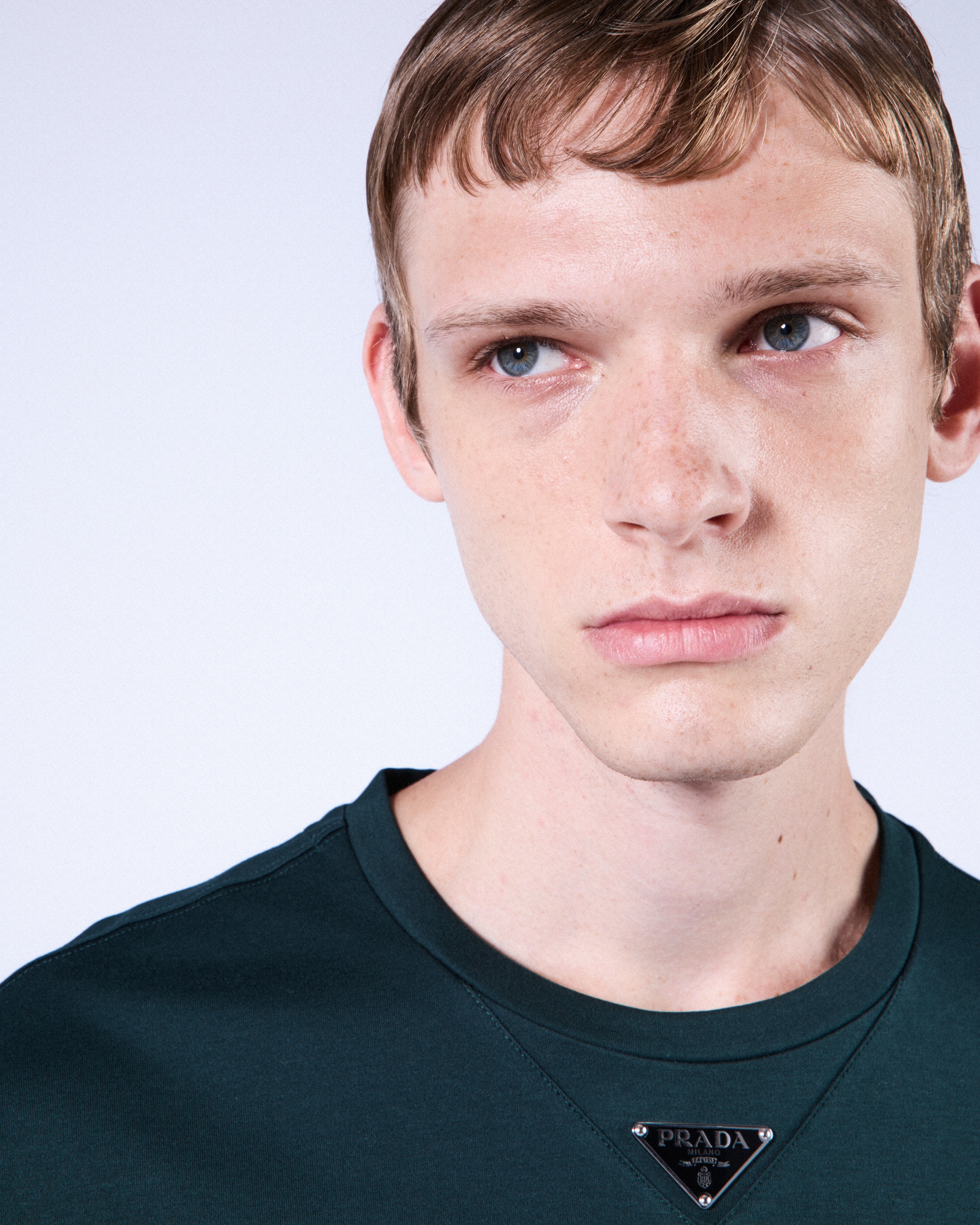 Bottle Green Cotton T-shirt | PRADA
