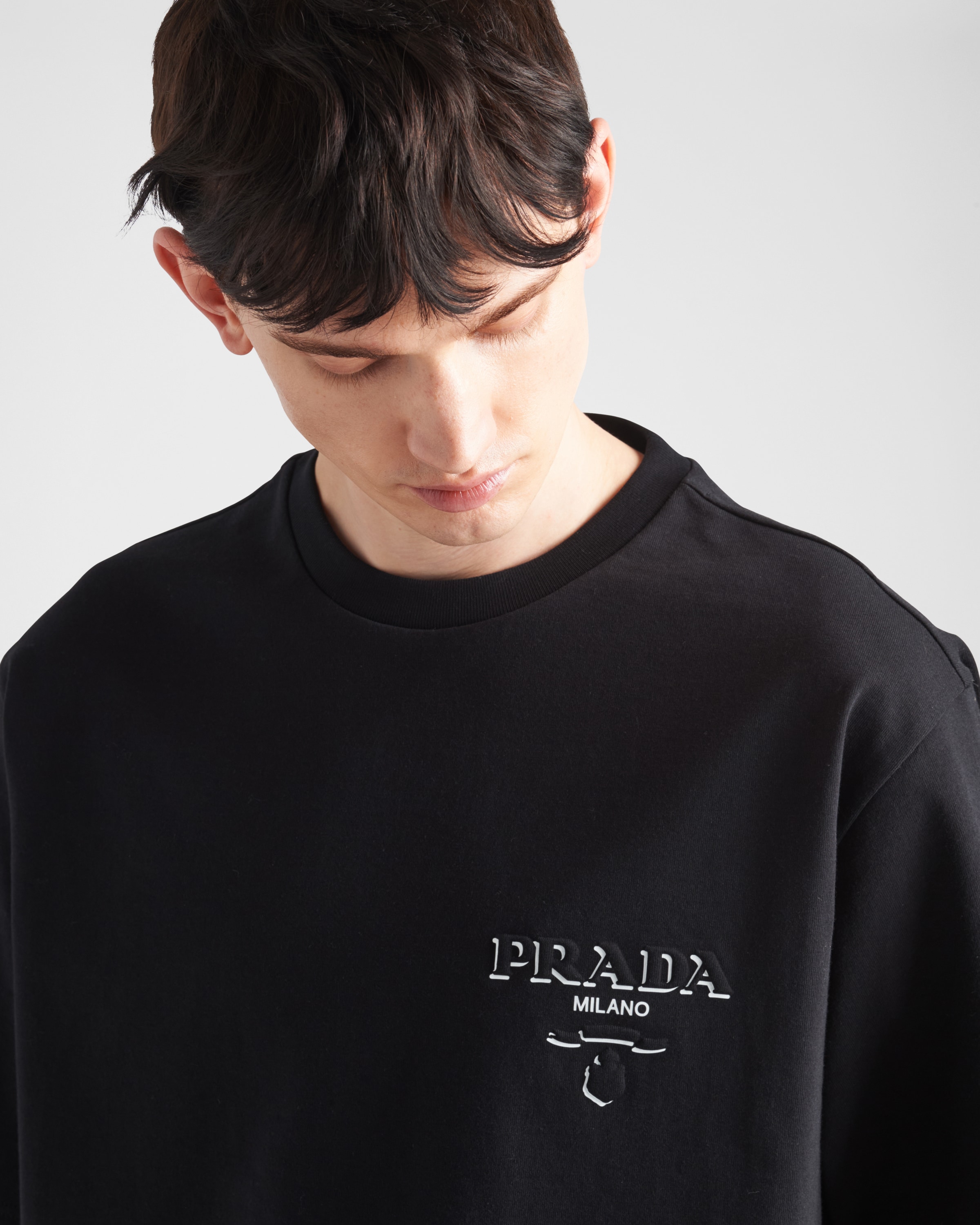ブラック コットン Tシャツ | PRADA