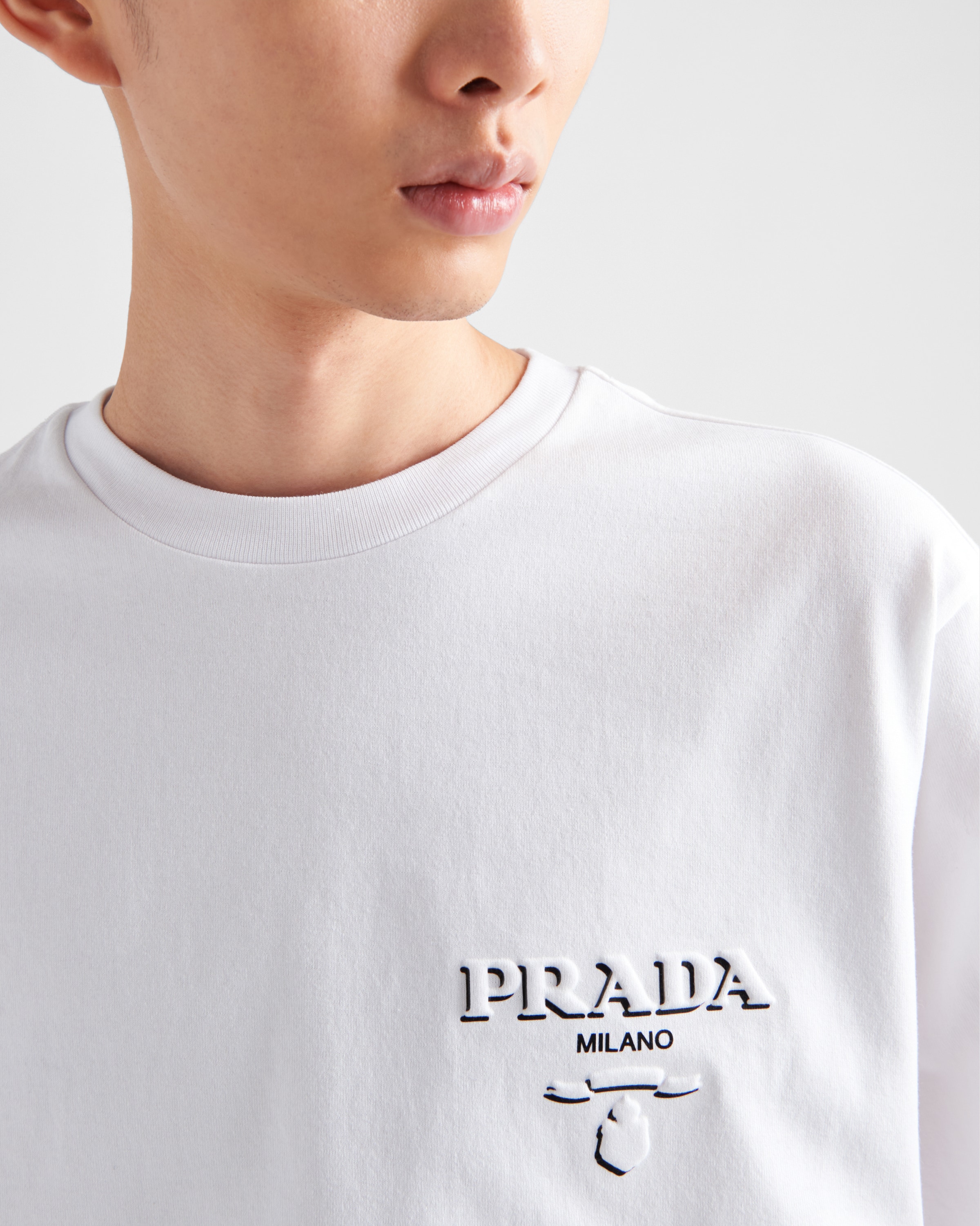 Shop Prada Cotton T-shirt In White