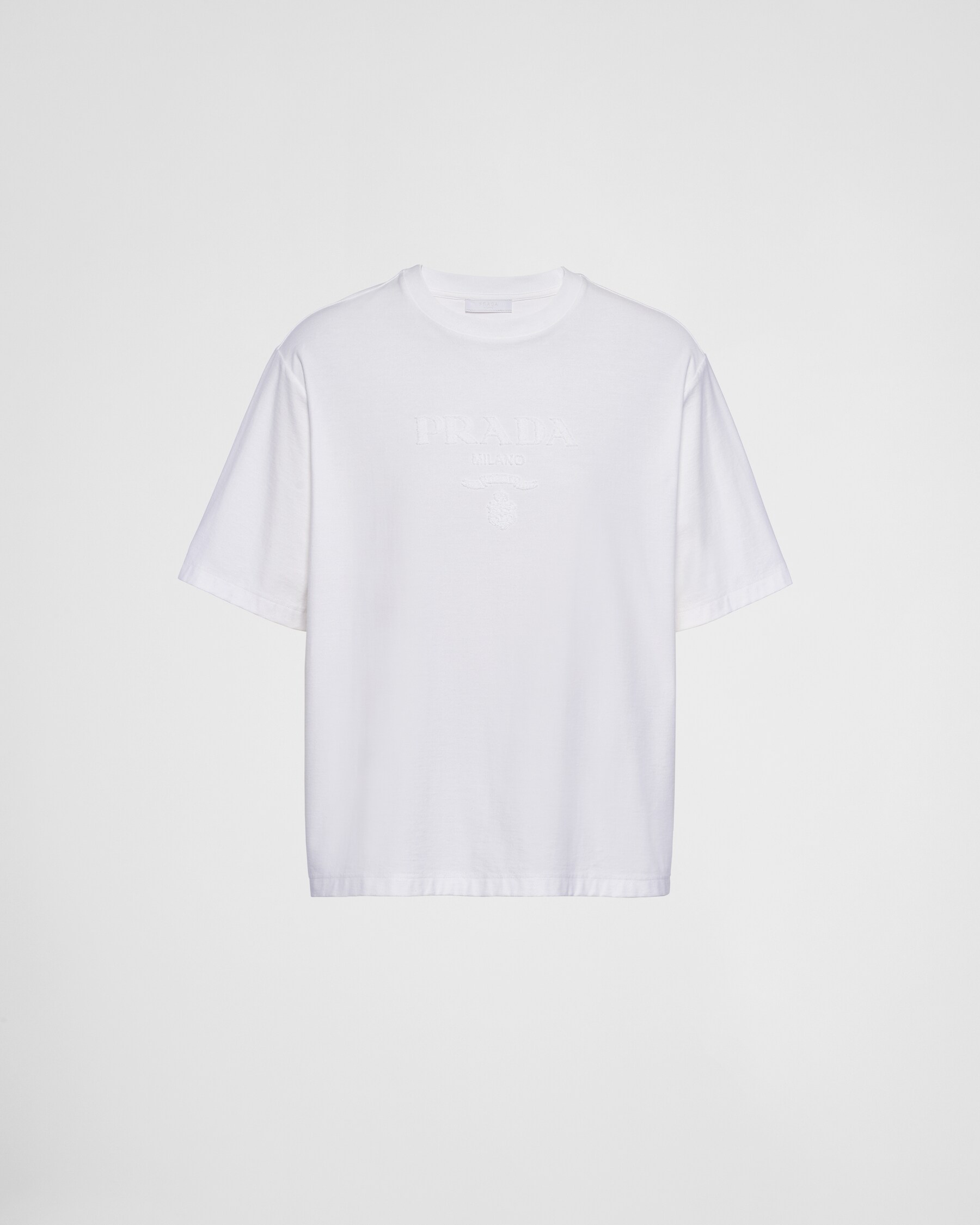 PRADA cotton Long-sleeved shirt with tie blouse tops DNA91Q white 42