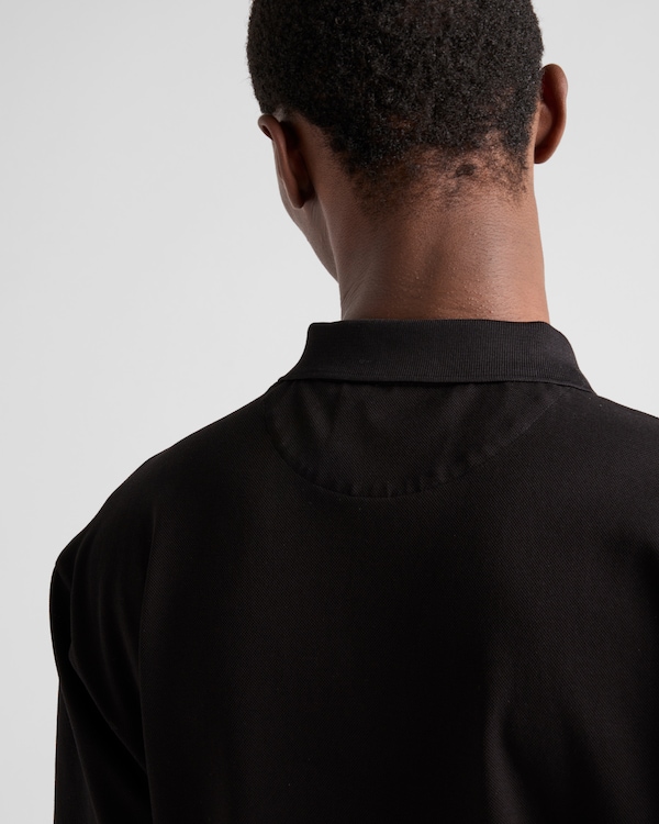 Piqué polo shirt with Re-Nylon details - Black Piqué polo shirt with Re-Nylon details - Black