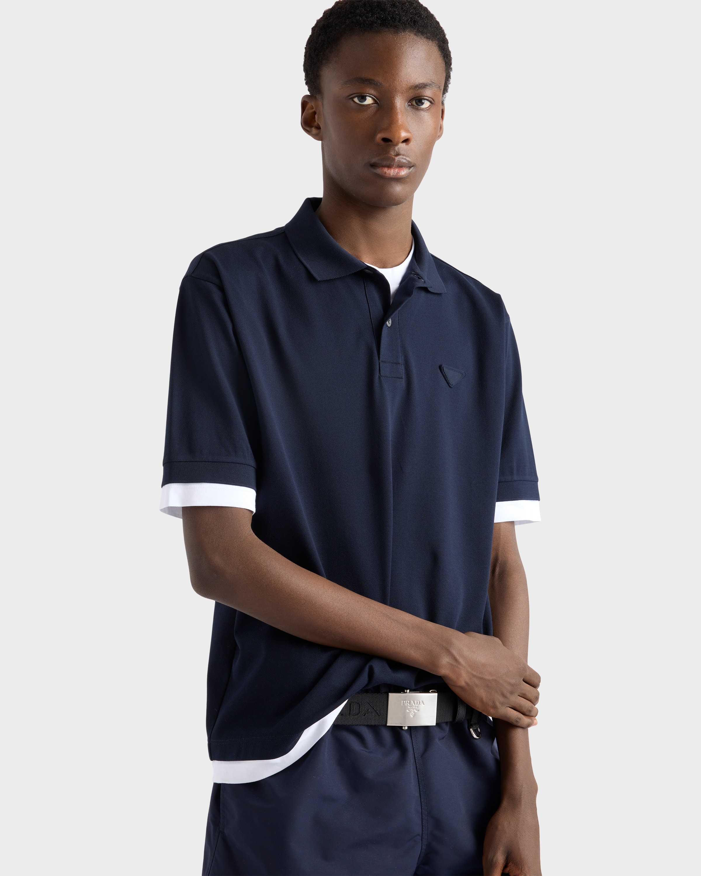 Navy Cotton polo shirt | PRADA