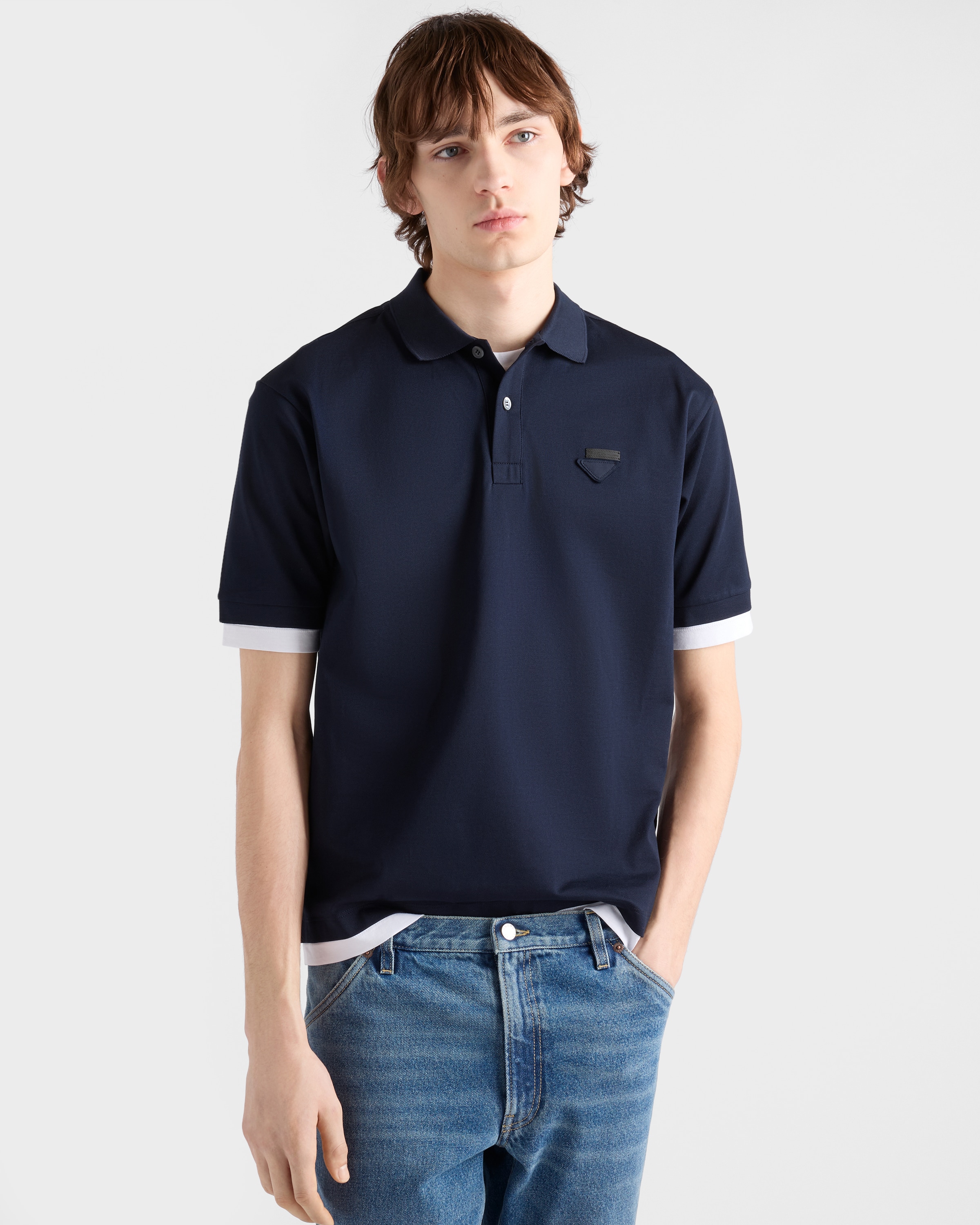 Navy Cotton polo shirt | PRADA