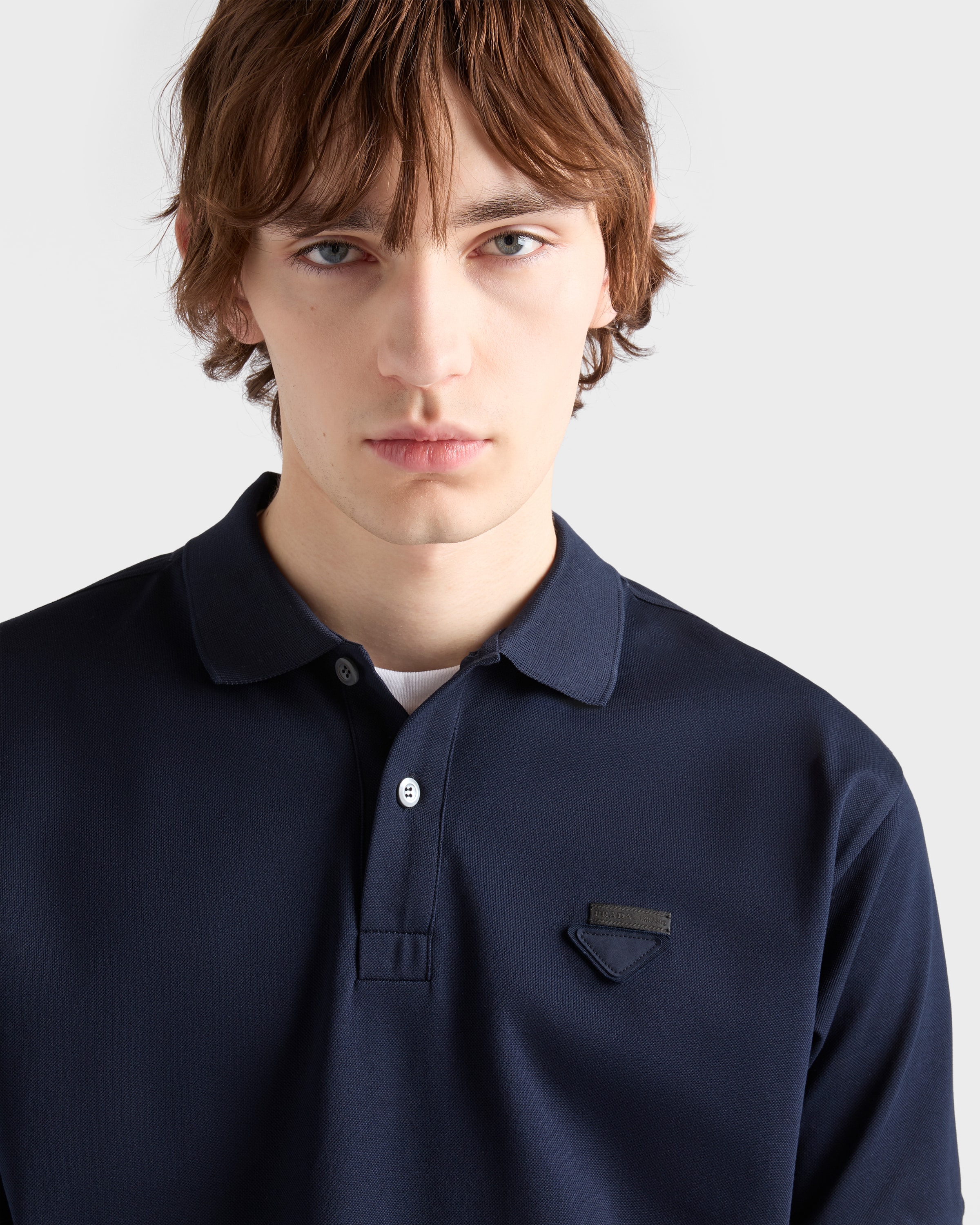 Navy Cotton Polo Shirt | PRADA - Luxembourg