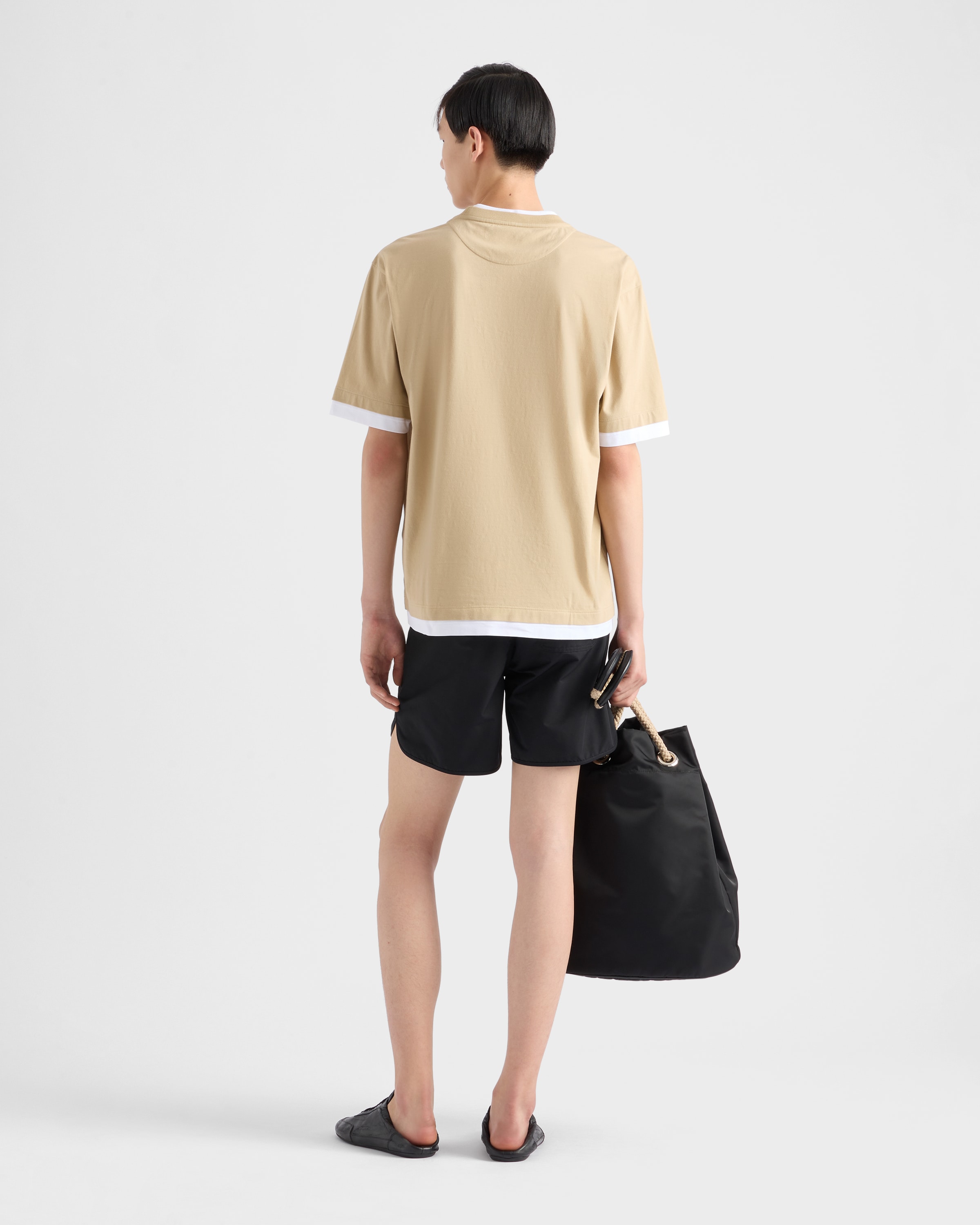 Tシャツ・カットソー PRADA UJN912_11CD COTTON T-SHIRT Navy Cotton T-shirt | PRADA