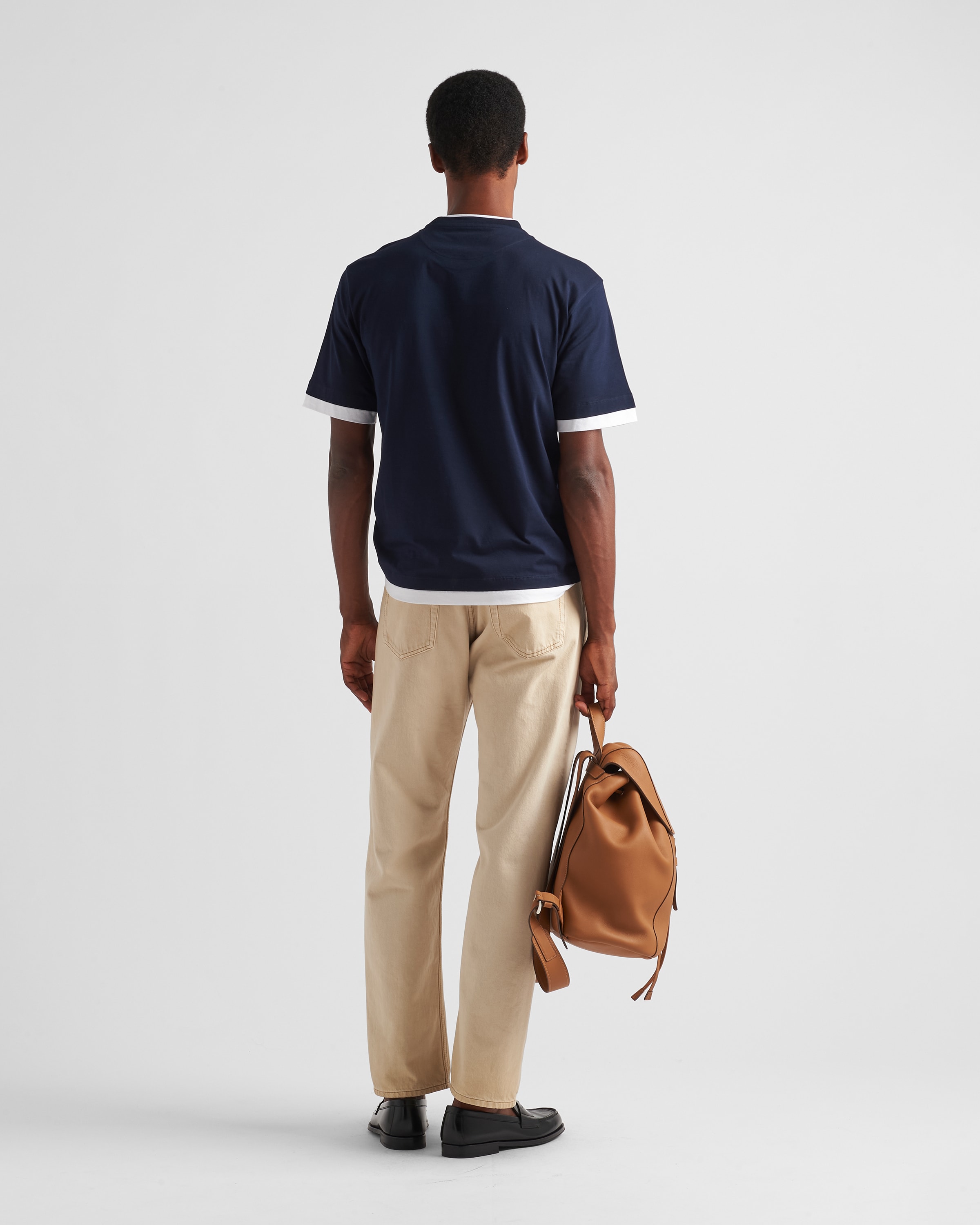 【PRADA】ストレッチコットン Tシャツ★ネイビー★M ネイビー ストレッチポプリン シャツ | PRADA
