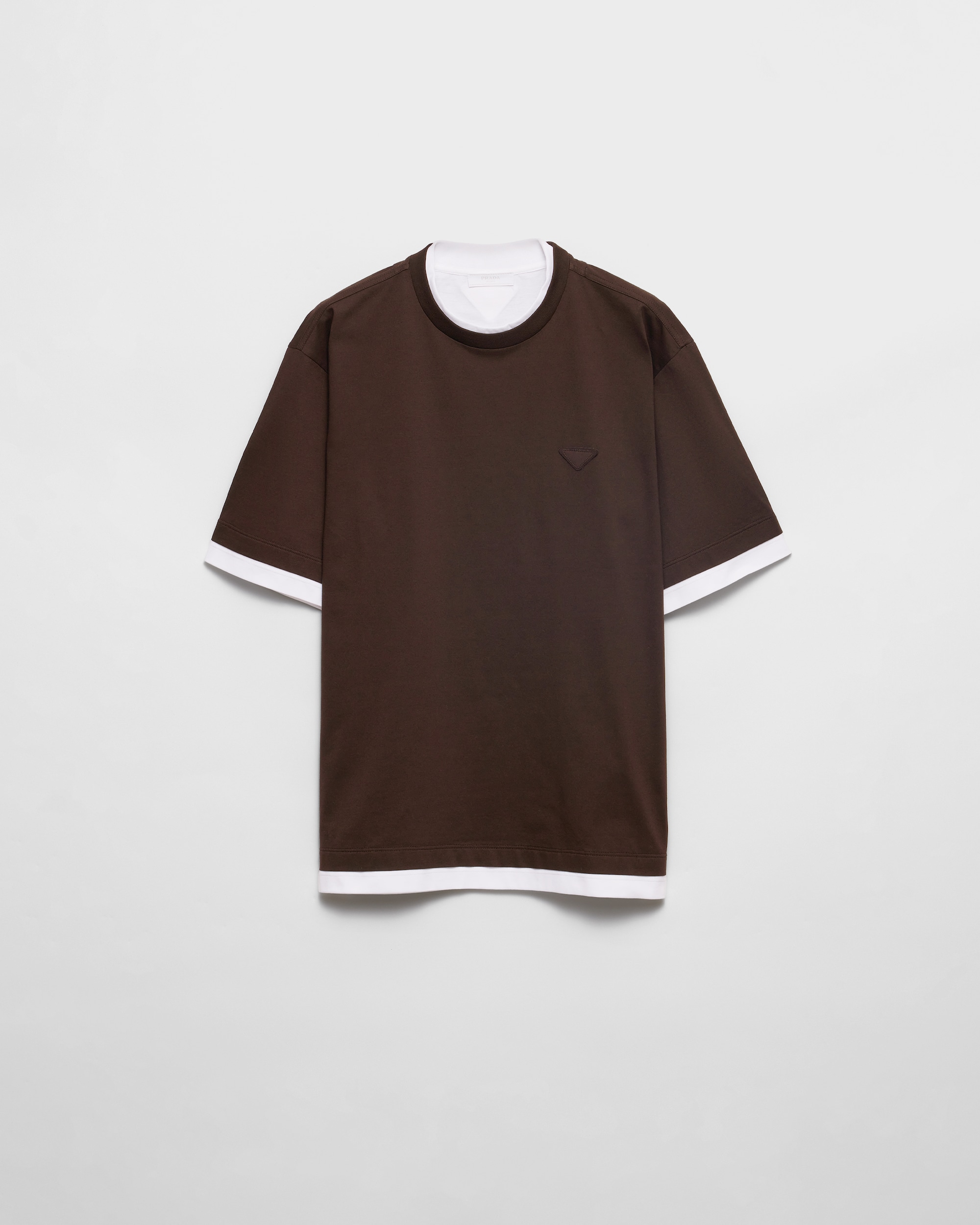 Prada Cotton T-shirt In Brown