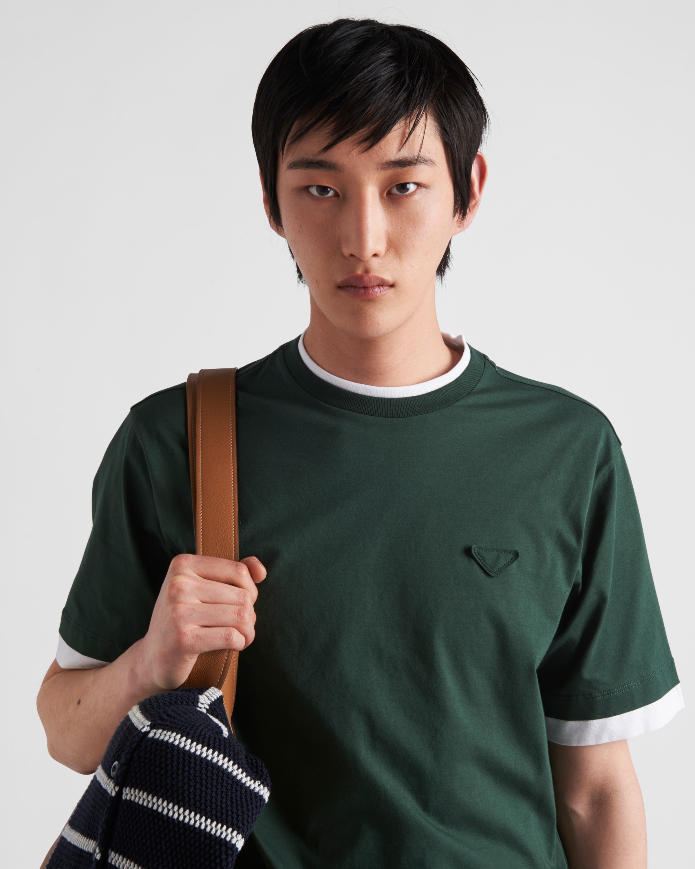 【PRADA】コットン Tシャツ★ダークグリーン★XS ダークグリーン コットン Tシャツ | PRADA
