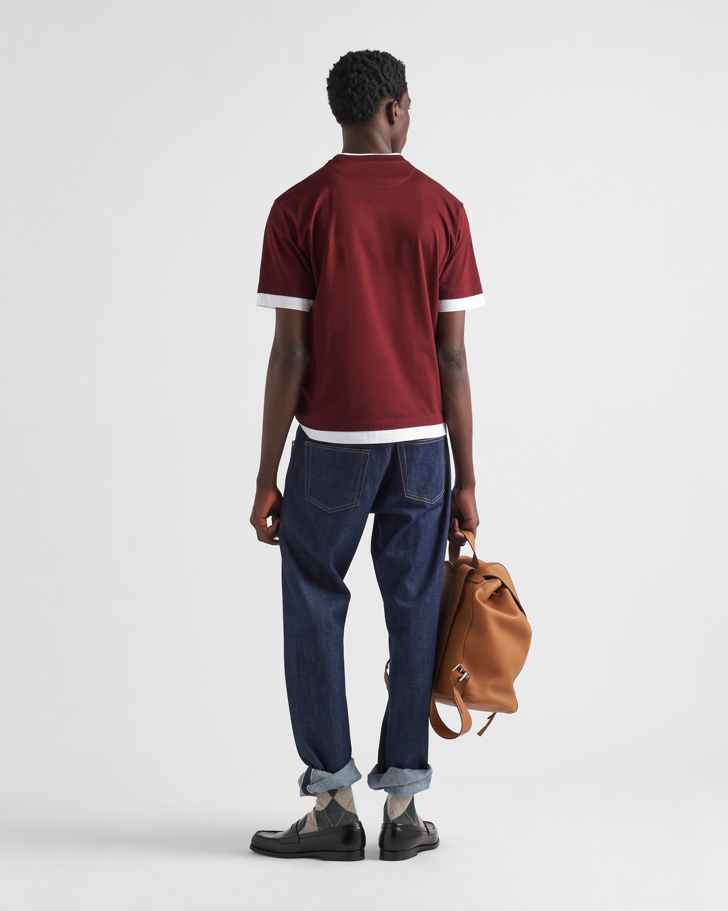 【PRADA】コットン Tシャツ★ボルドー★S ボルドー コットン Tシャツ | PRADA
