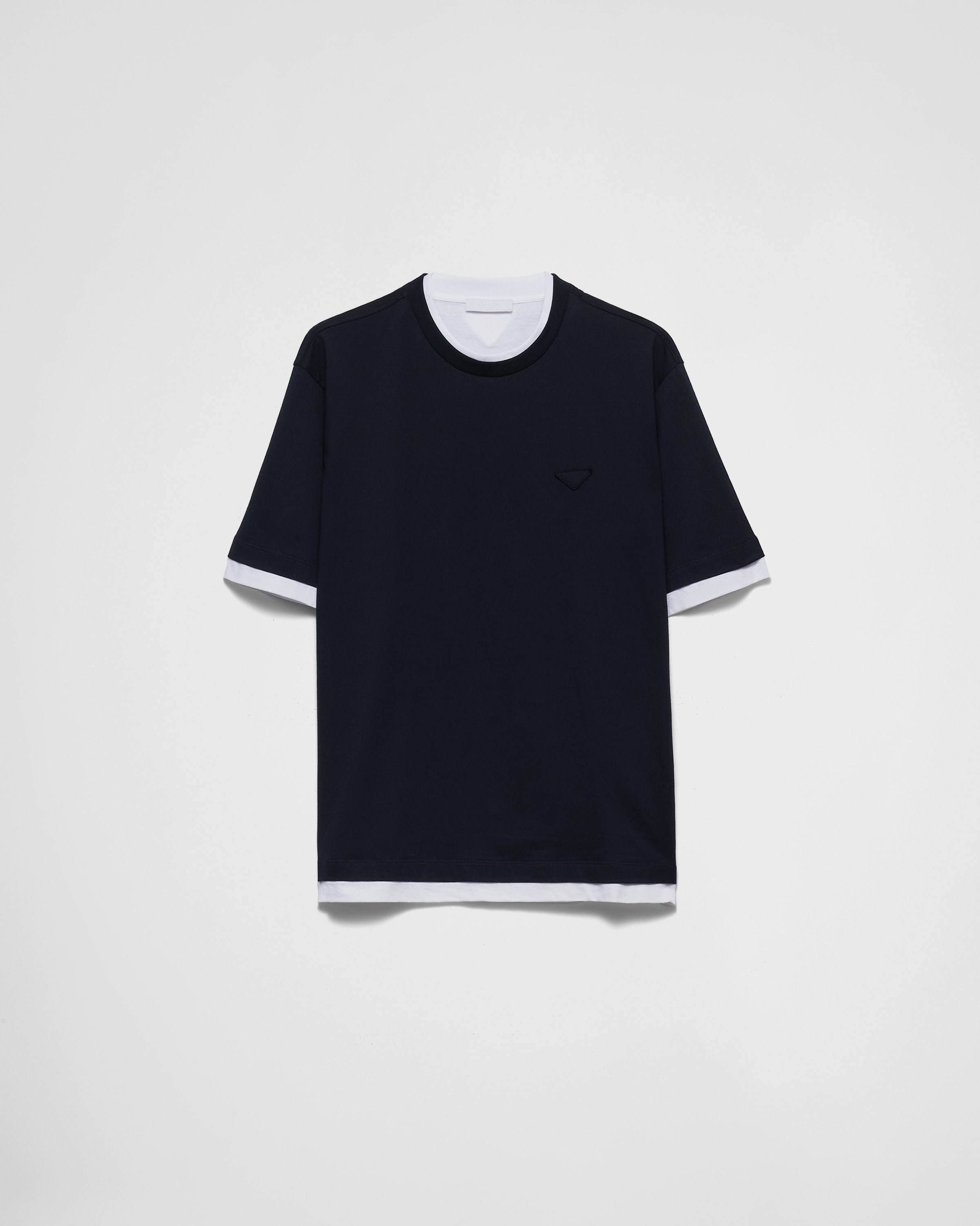 Navy Cotton T-shirt | PRADA - Japan