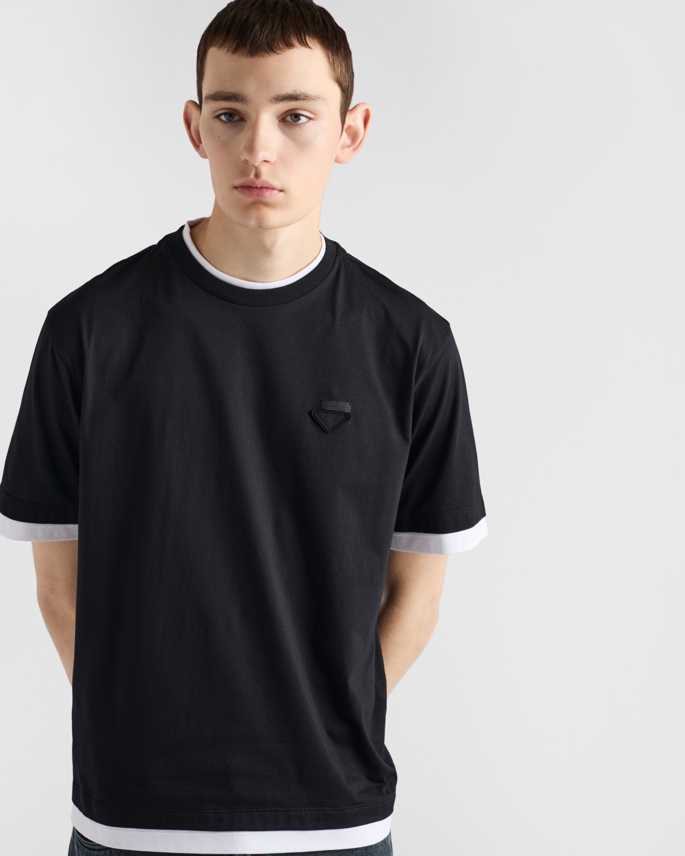 Black/white Cotton T-shirt | PRADA - United States