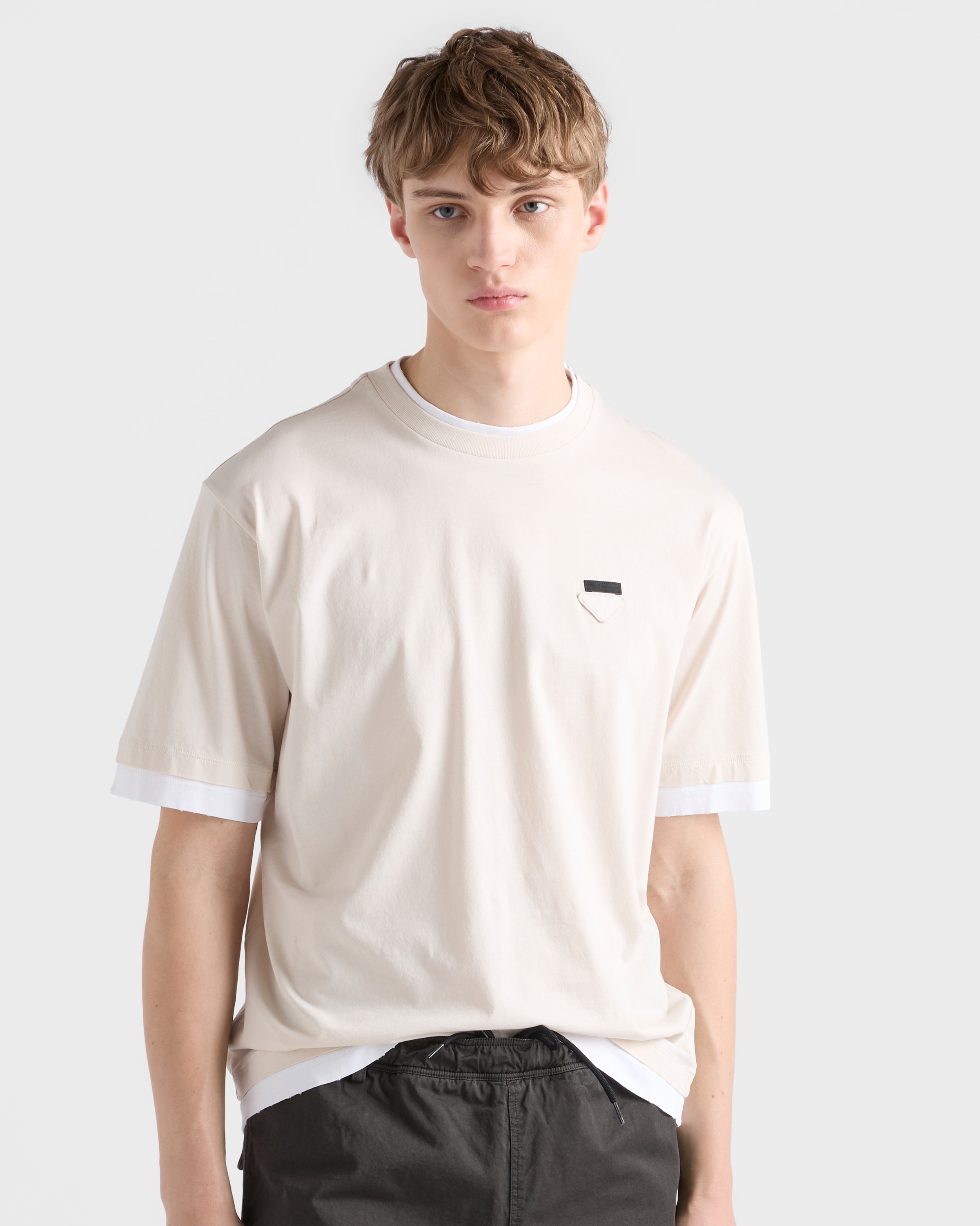 タルク/ホワイト コットン Tシャツ | PRADA - 日本